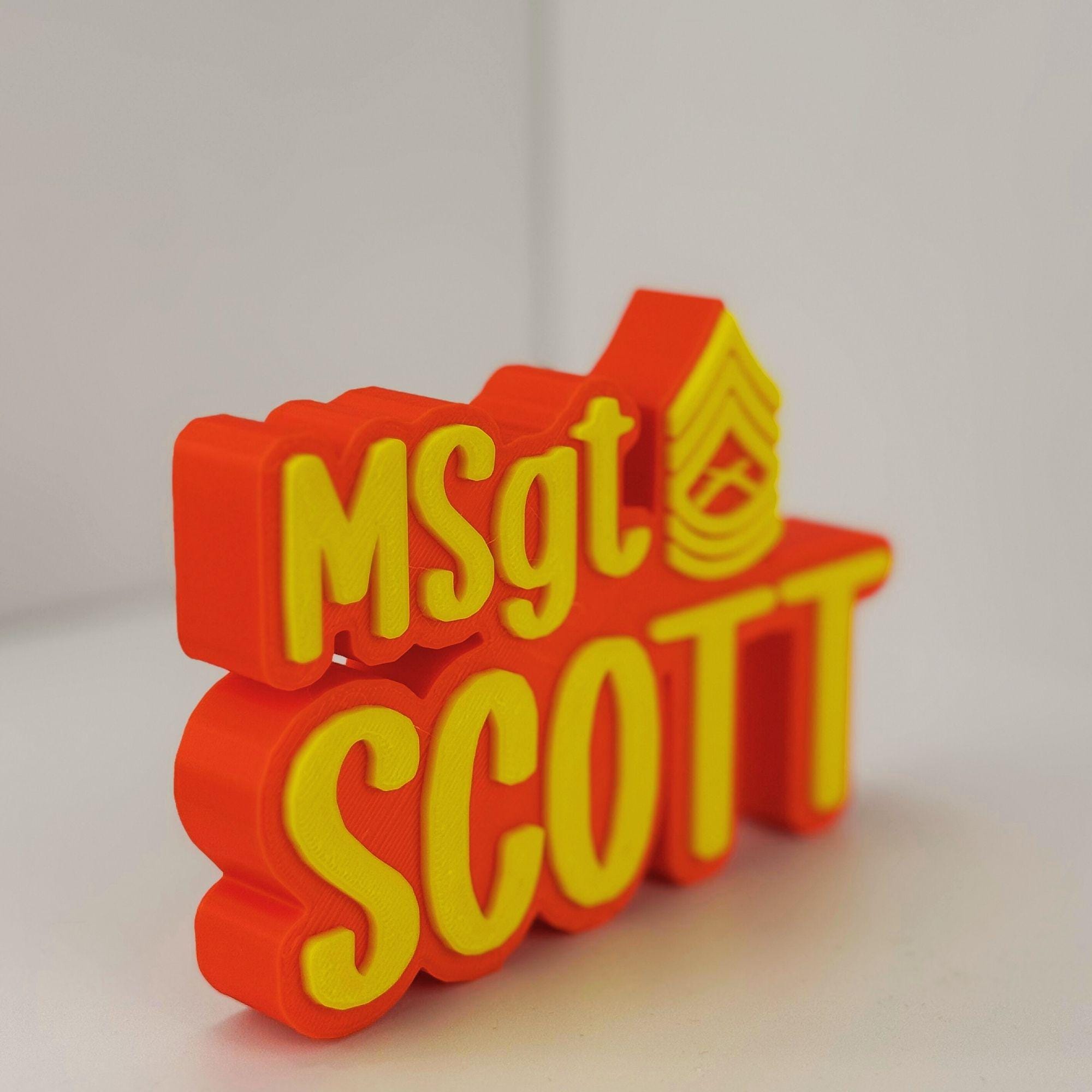 Personalized Marines Master Sergeant Desk Name Plate