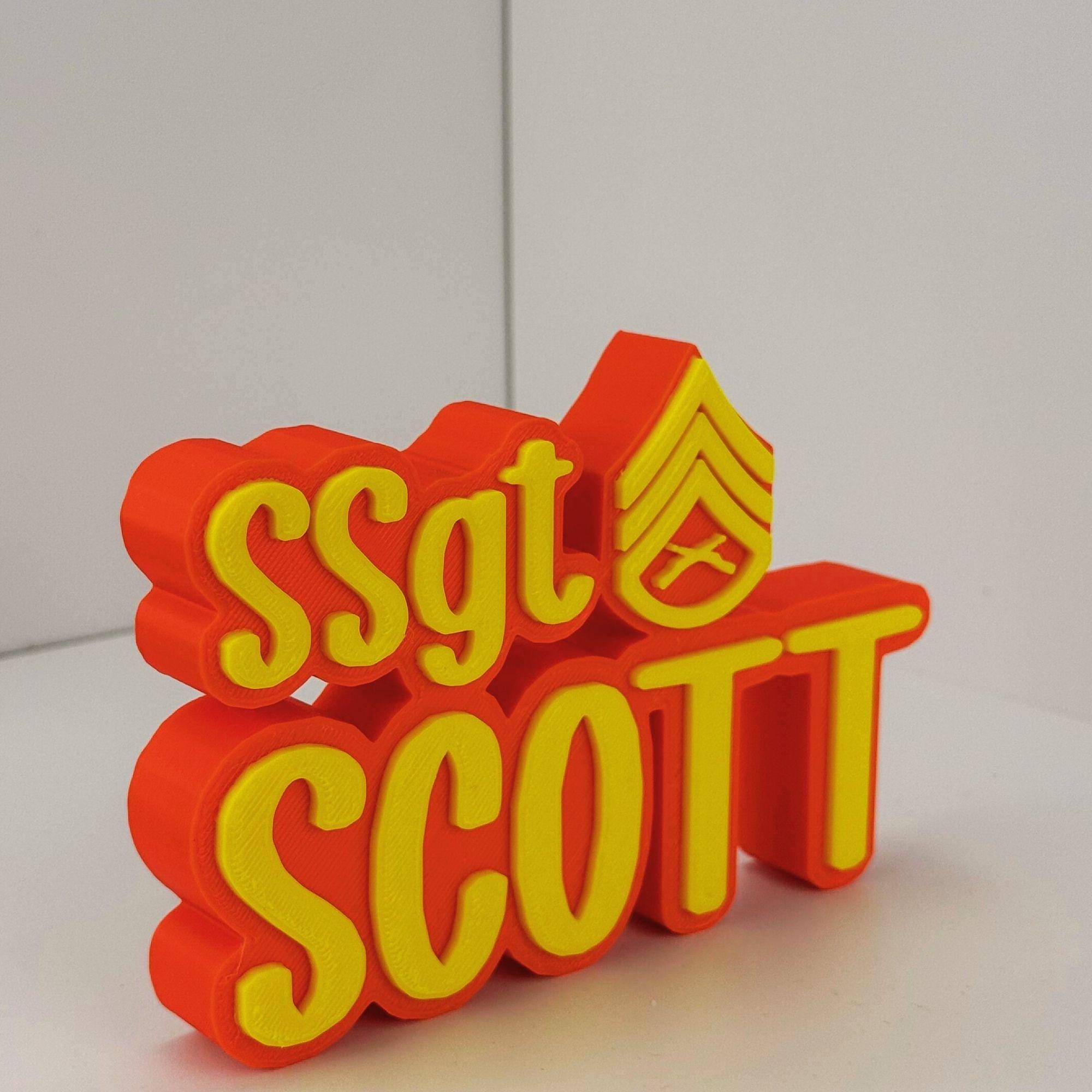 Personalized Marines Staff Sergeant Desk Name Plate