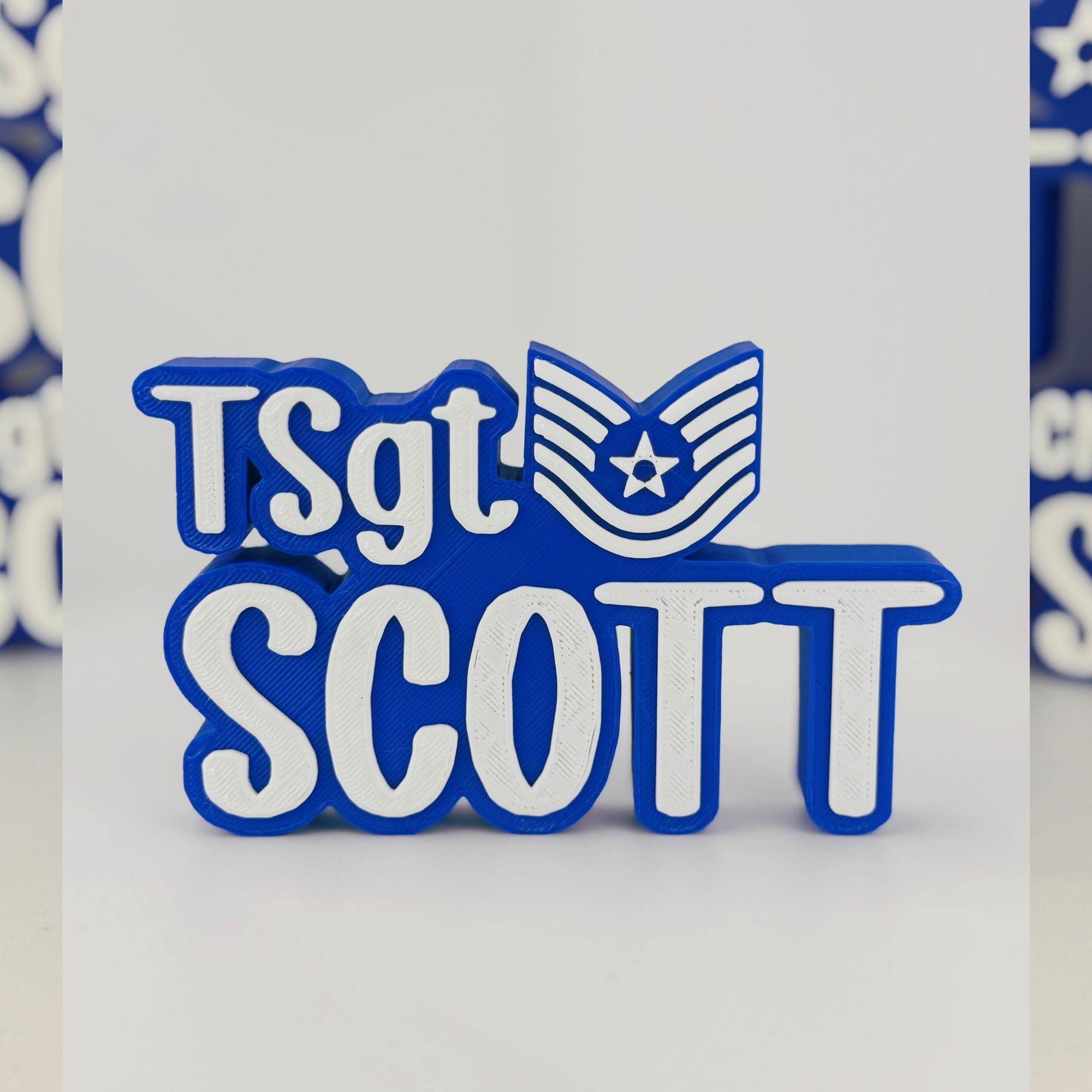 Personalized Air Force Technical Sergeant Desk Name Plate