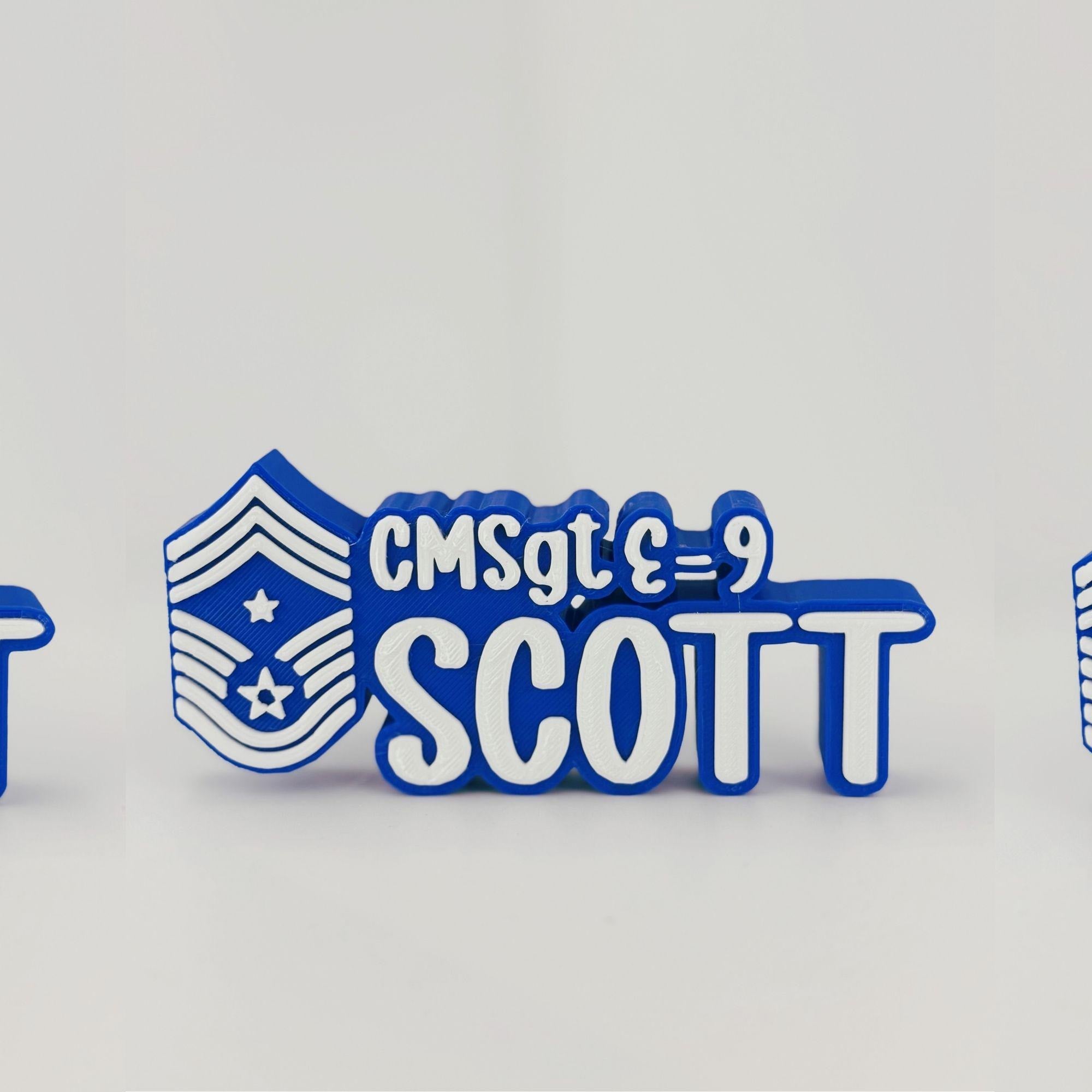Personalized Air Force Command Chief Master Sergeant Desk Name Plate