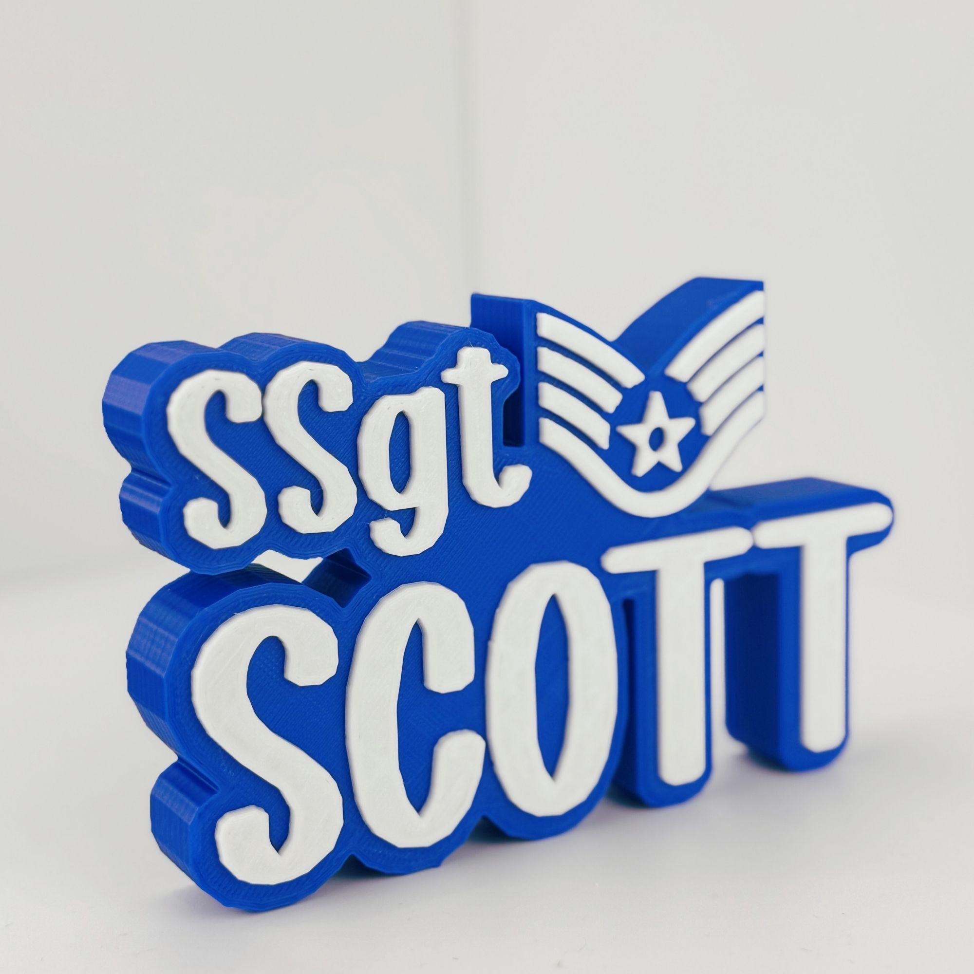 Personalized Air Force Staff Sergeant Desk Name Plate