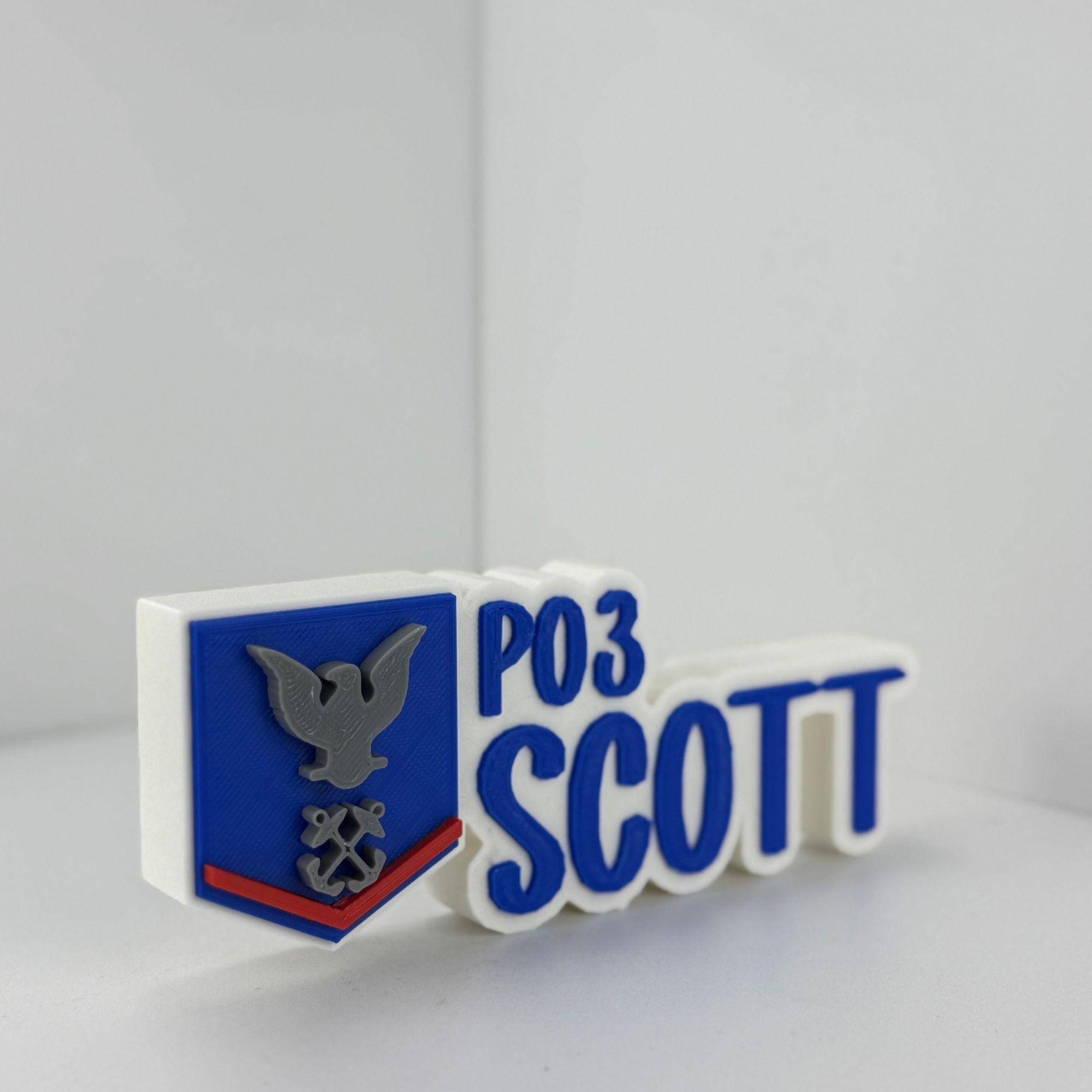 Personalized Coast Guard Petty Officer Third Class Desk Name Plate