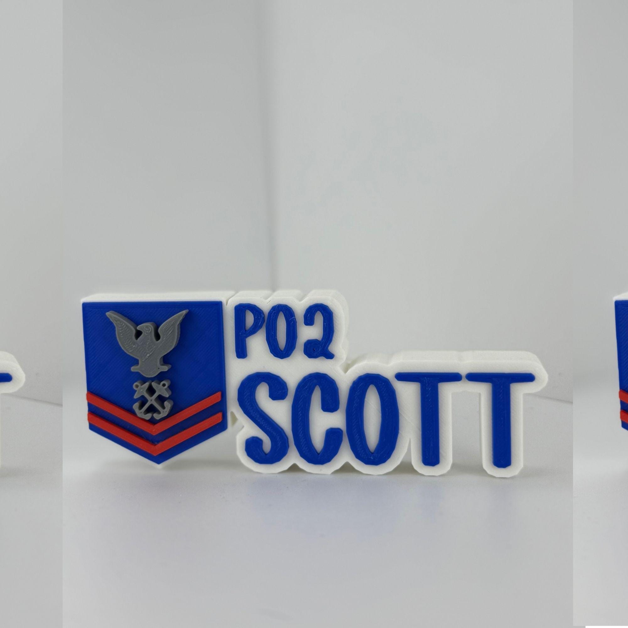 Personalized Coast Guard Petty Officer Second Class Desk Name Plate