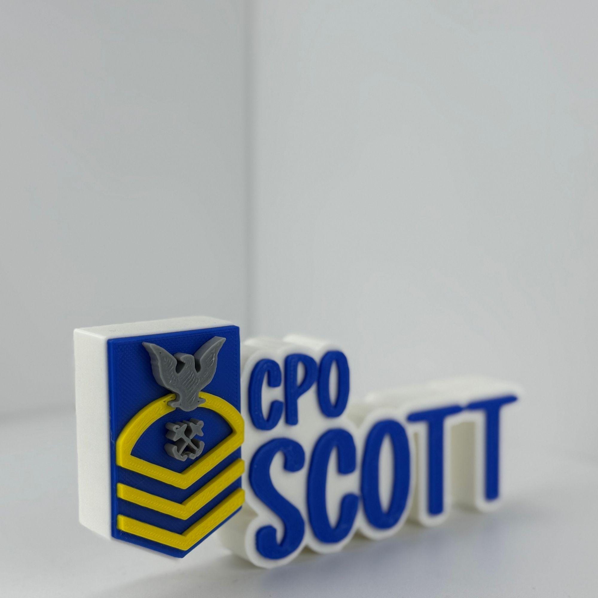 Personalized Coast Guard Chief Petty Officer Desk Name Plate