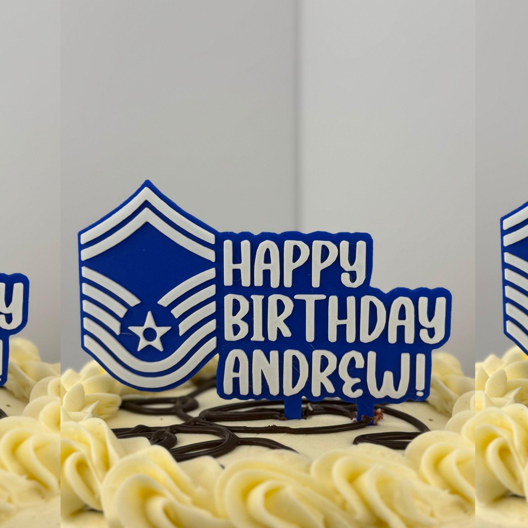 Personalized Air Force Senior Master Sergeant Cake Topper