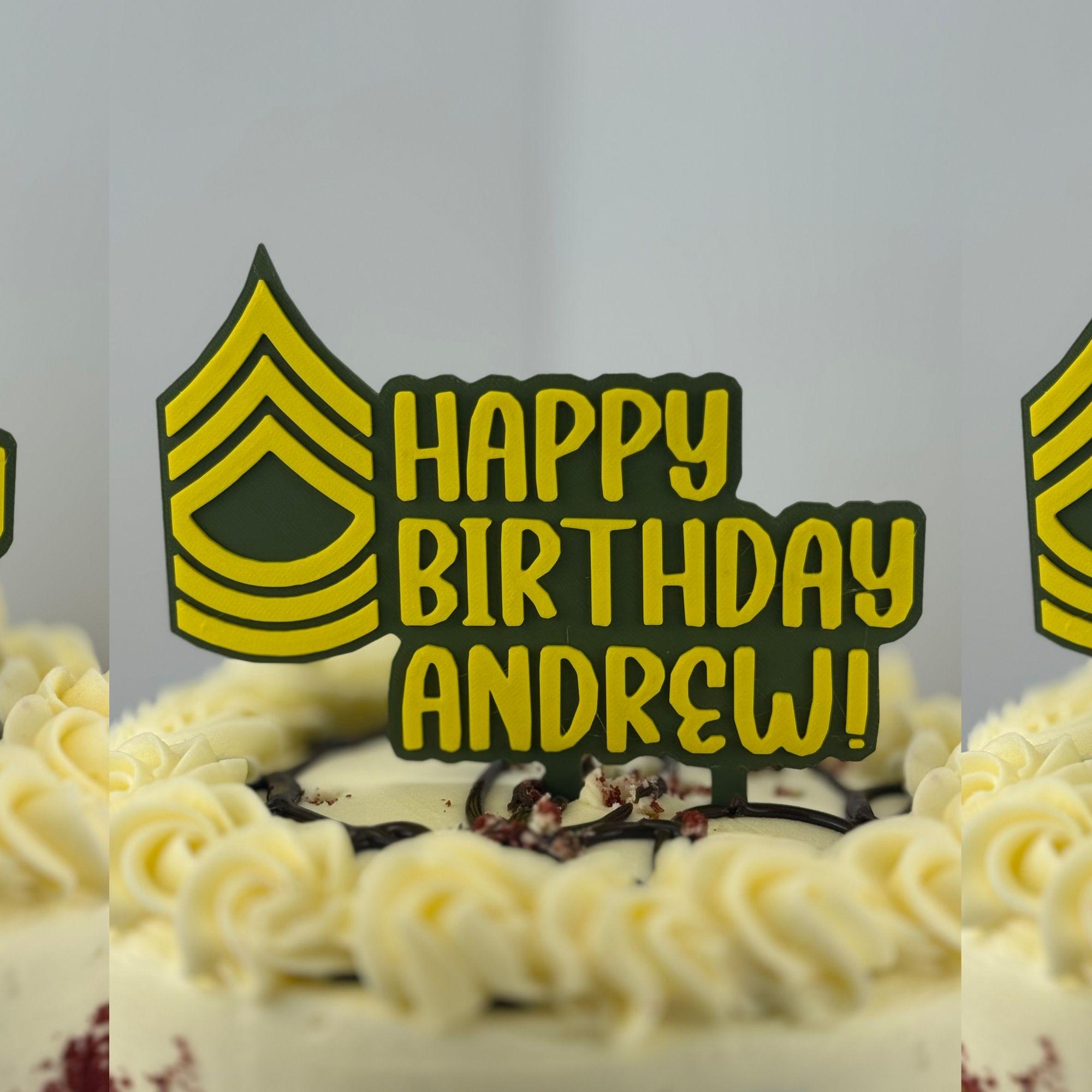 Personalized Army Master Sergeant Cake Topper