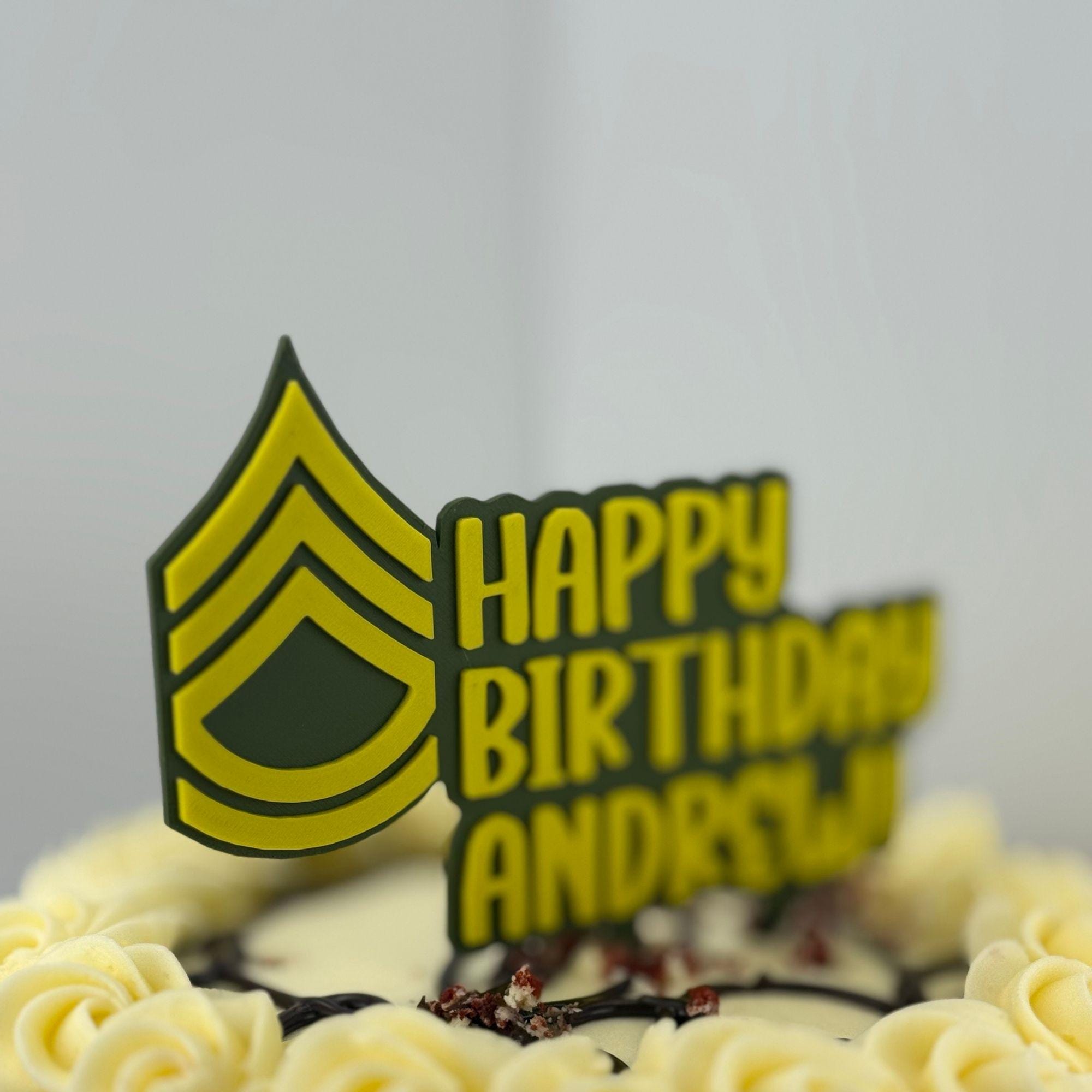 Personalized Army Sergeant First Class Cake Topper