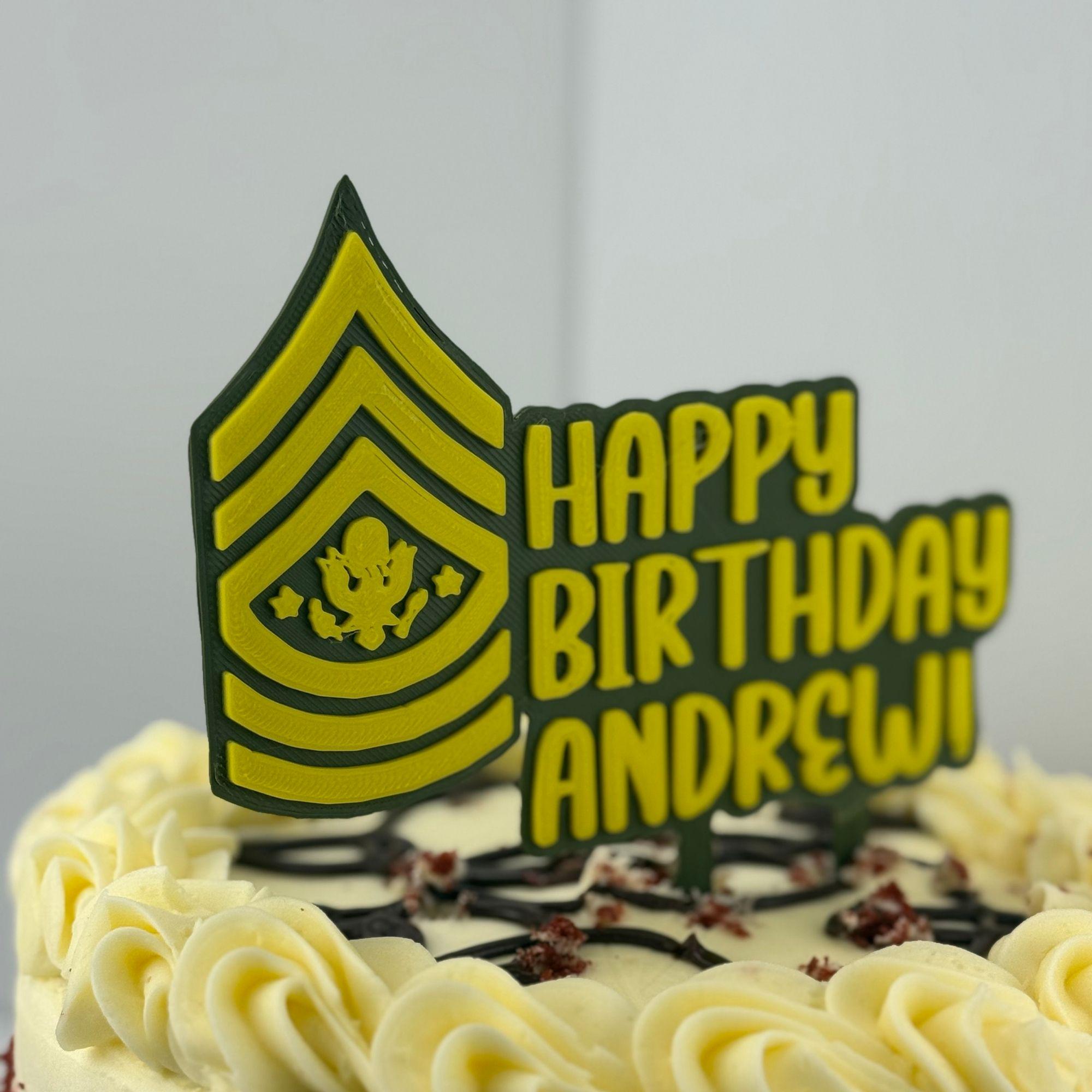 Personalized Army Sergeant Major of the Army Cake Topper