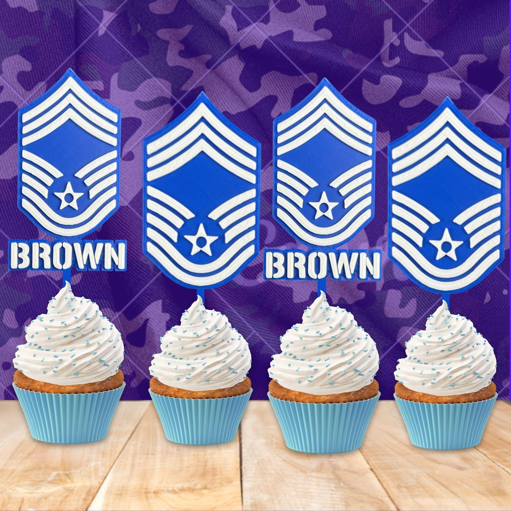 Personalized Air Force Chief Master Sergeant Cupcake Topper