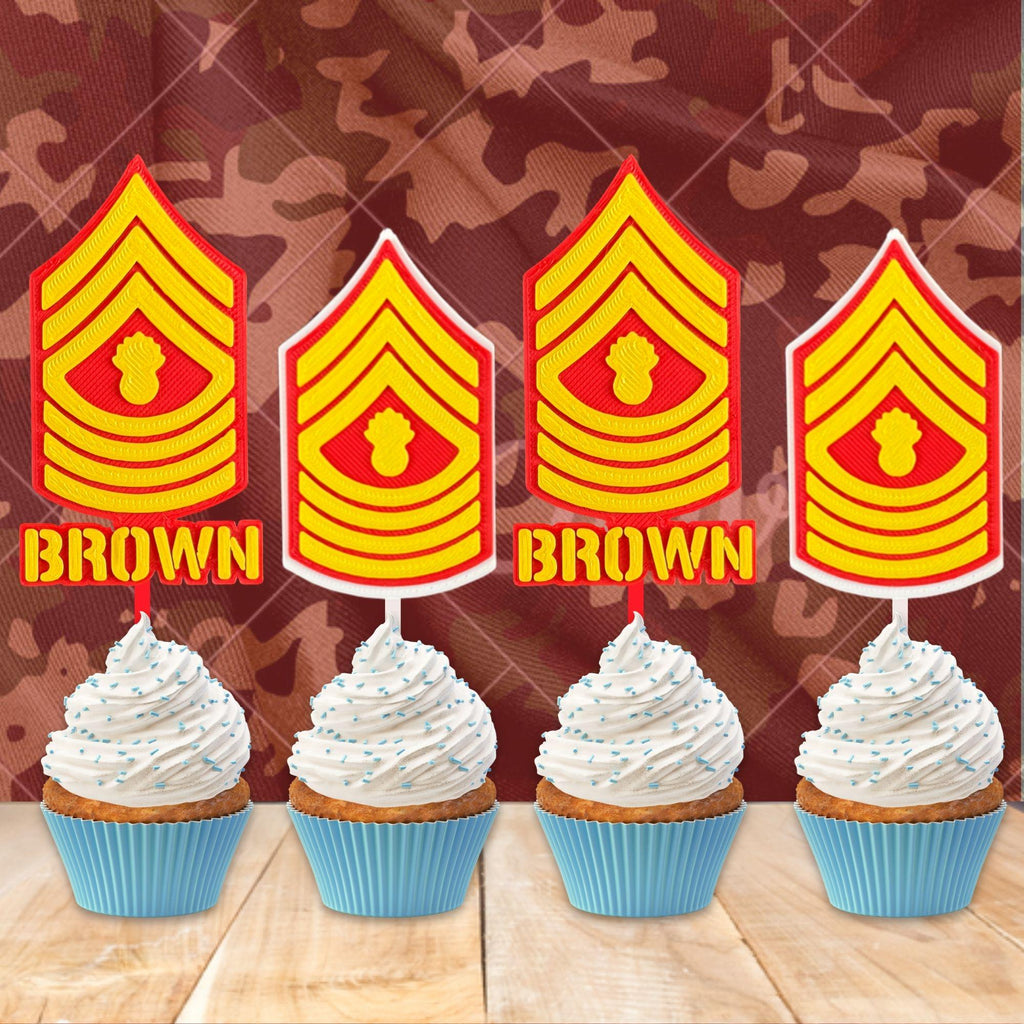 Personalized Marines Master Gunnery Sergeant Cupcake Topper