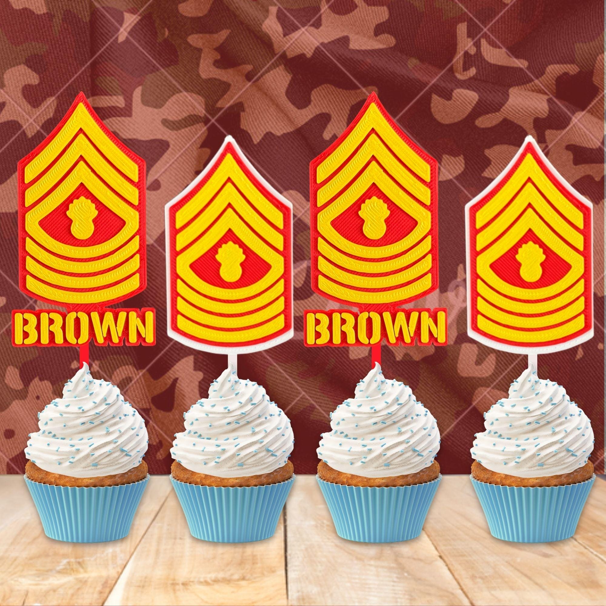 Personalized Marines Master Gunnery Sergeant Cupcake Topper