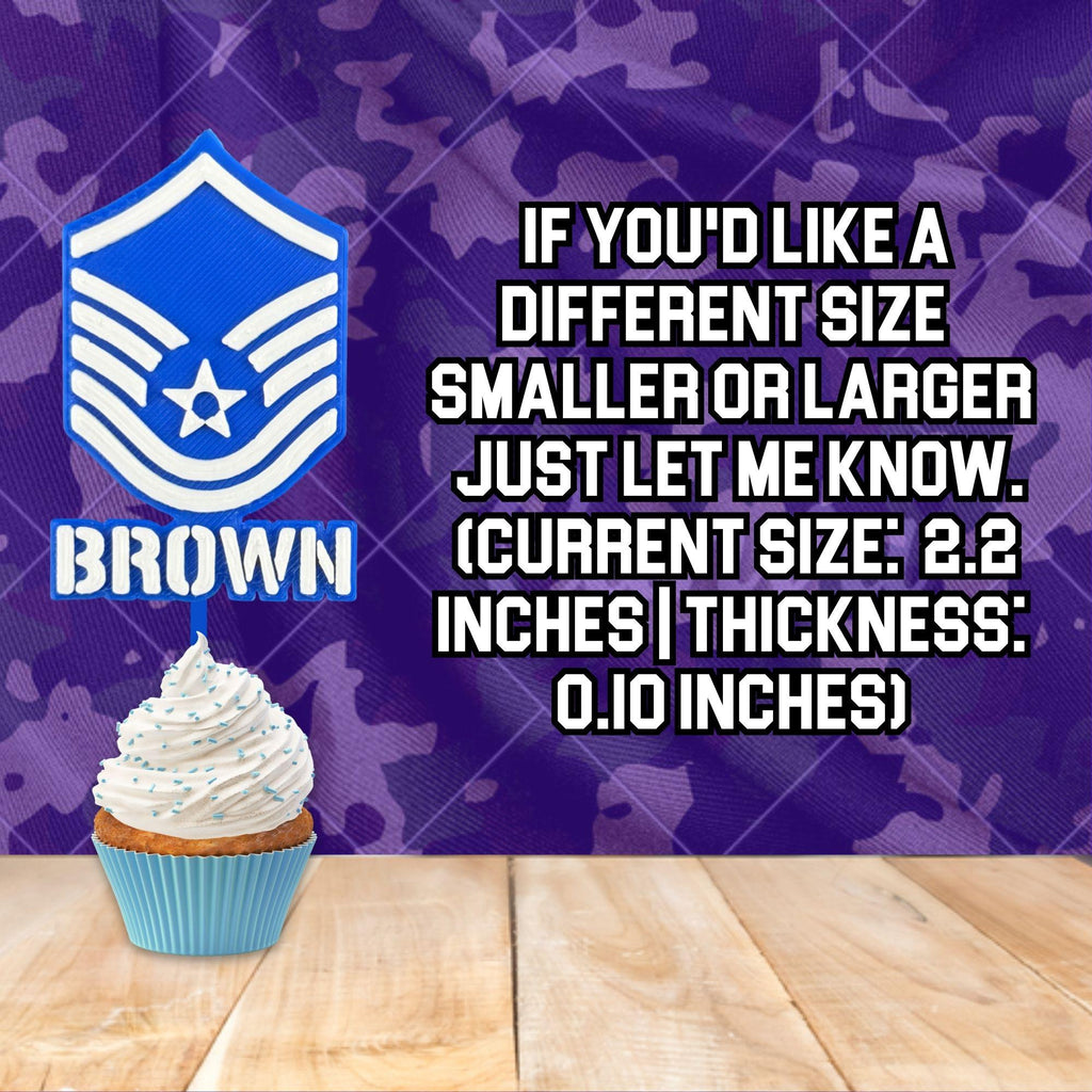 Personalized Air Force Master Sergeant Cupcake Topper