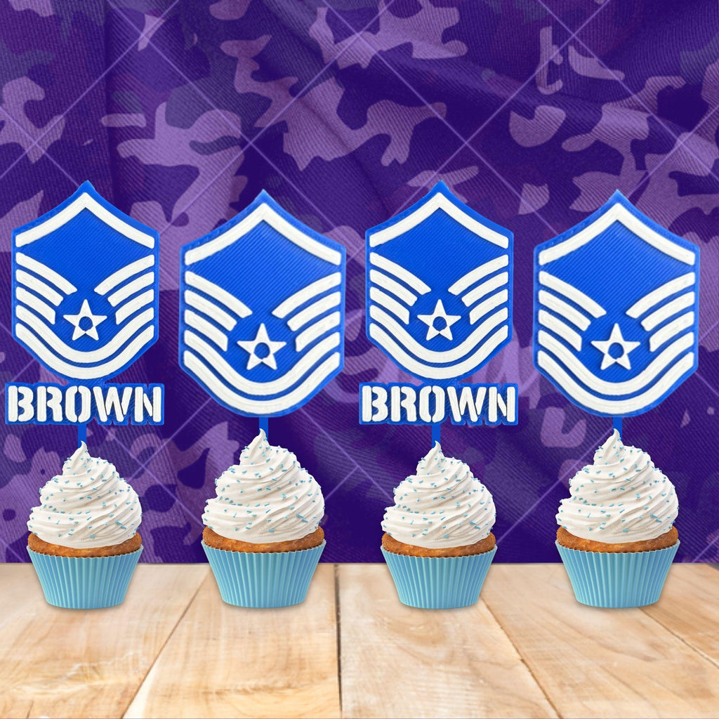 Personalized Air Force Master Sergeant Cupcake Topper