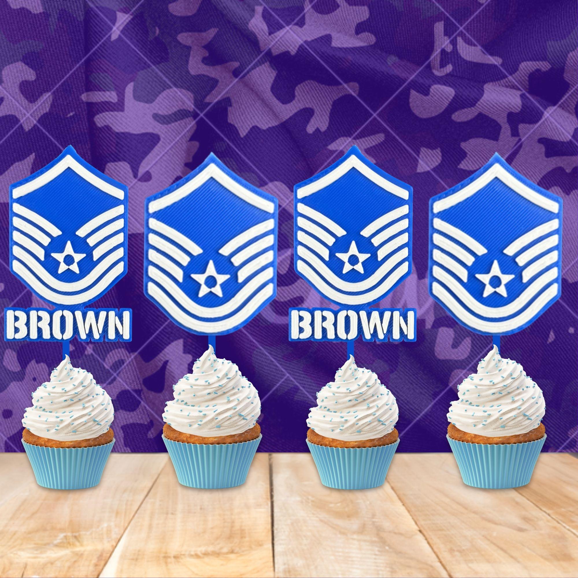 Personalized Air Force Master Sergeant Cupcake Topper