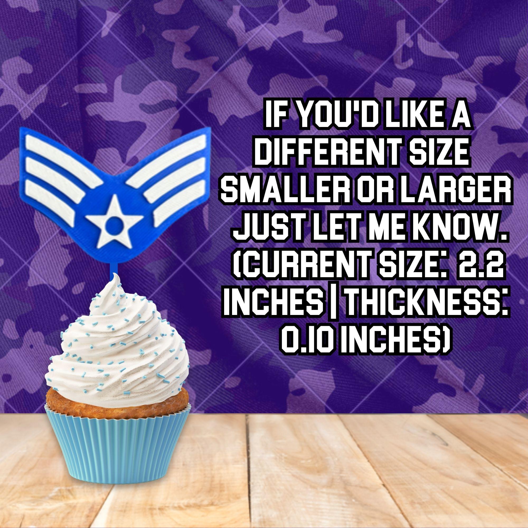 Personalized Air Force Senior Airman Cupcake Topper
