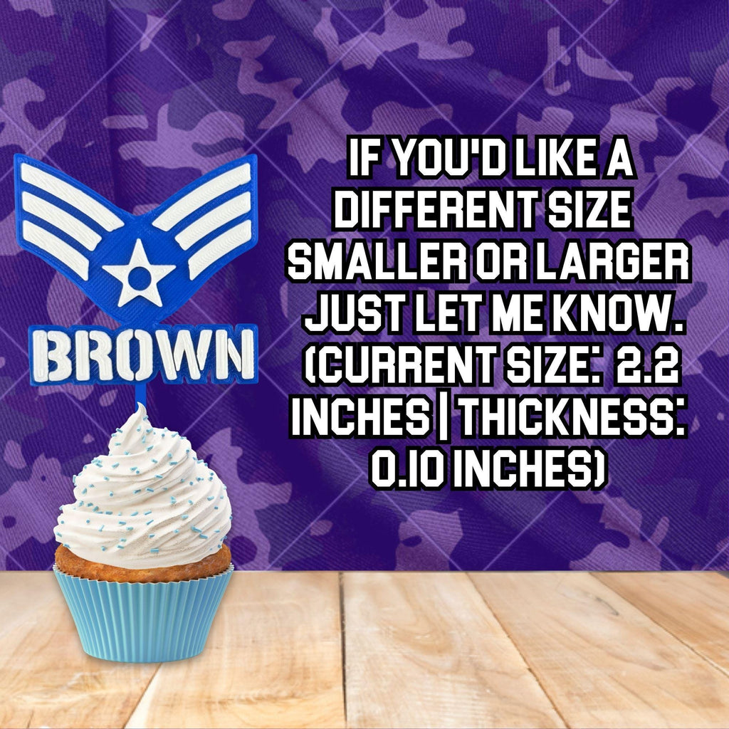 Personalized Air Force Senior Airman Cupcake Topper