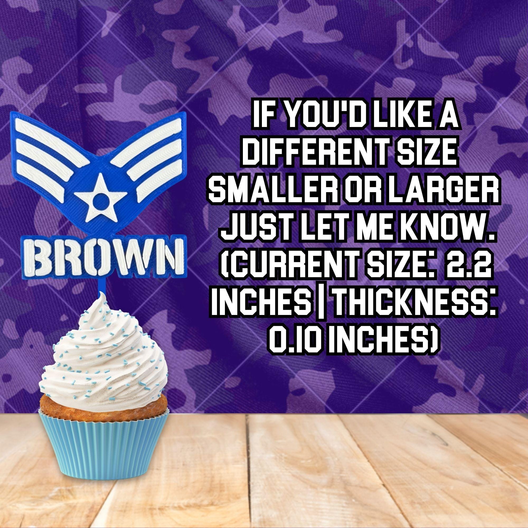 Personalized Air Force Senior Airman Cupcake Topper