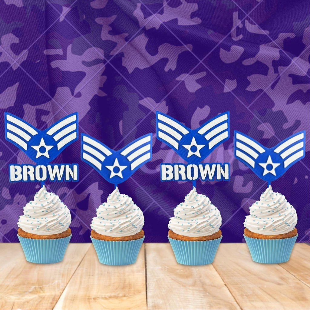 Personalized Air Force Senior Airman Cupcake Topper