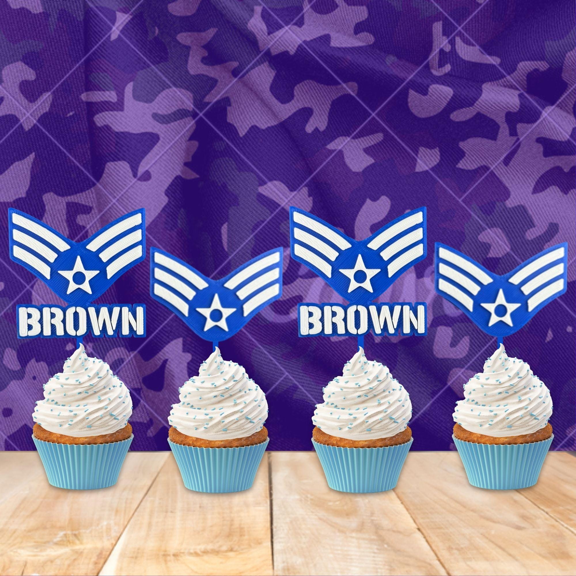 Personalized Air Force Senior Airman Cupcake Topper