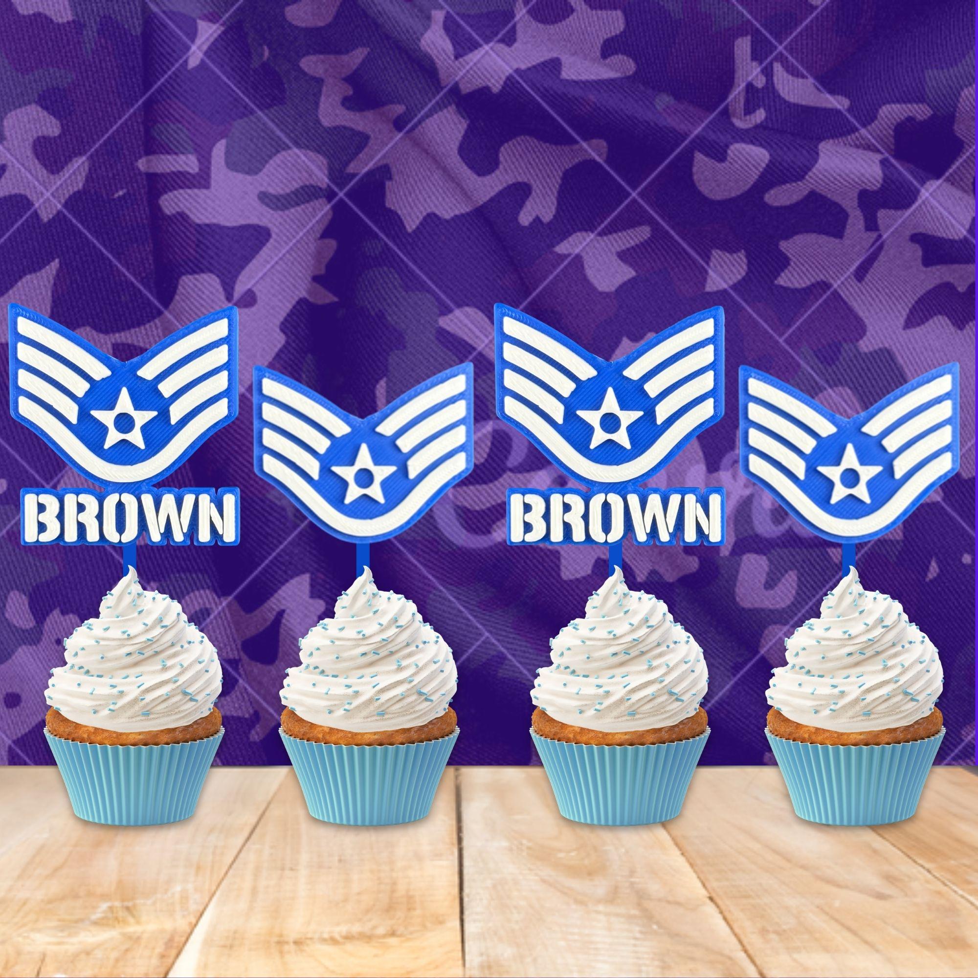 Personalized Air Force Staff Sergeant Cupcake Topper