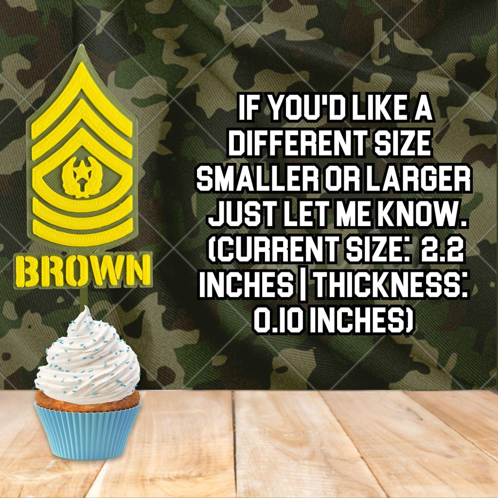 Personalized Army Command Sergeant Major Cupcake Topper