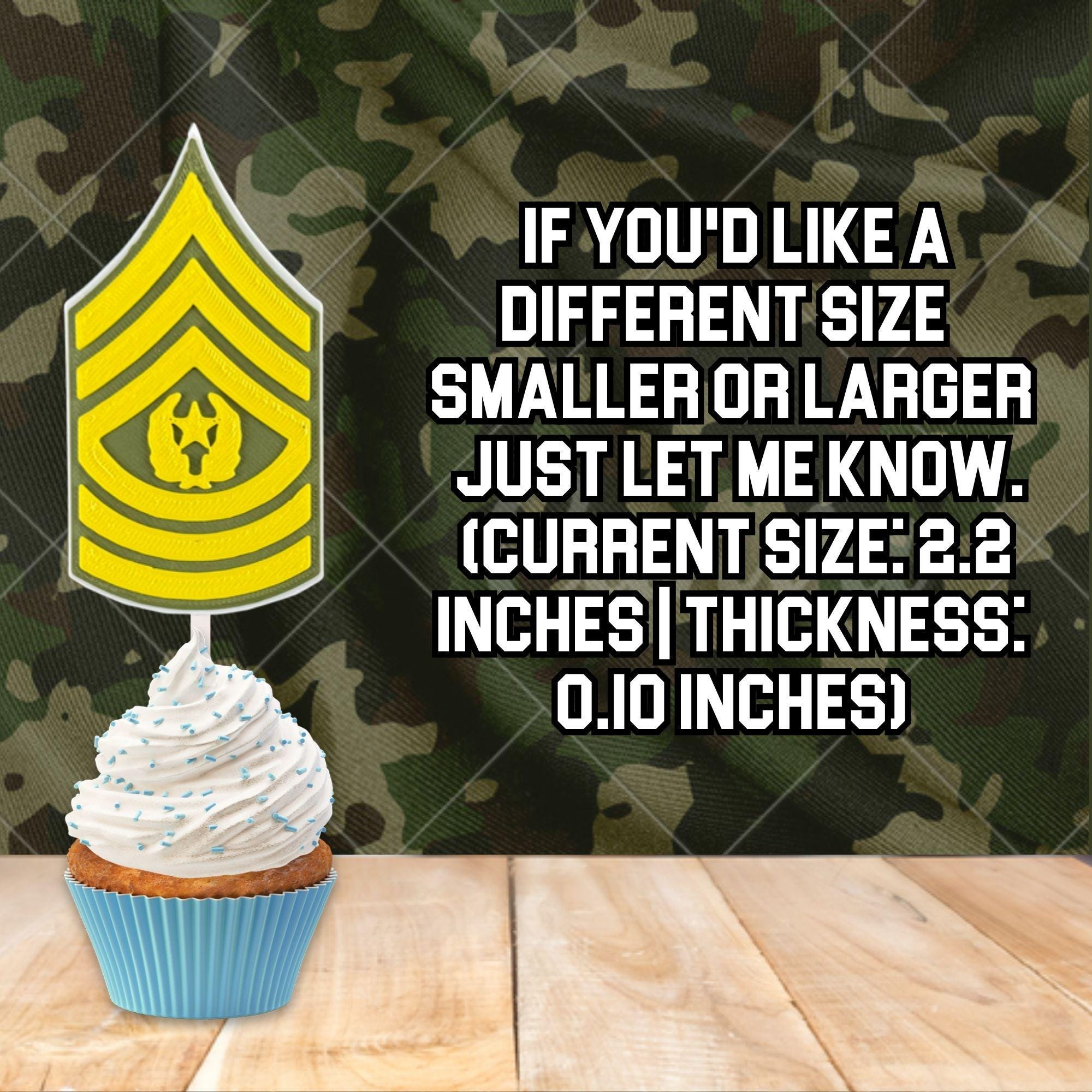 Personalized Army Command Sergeant Major Cupcake Topper