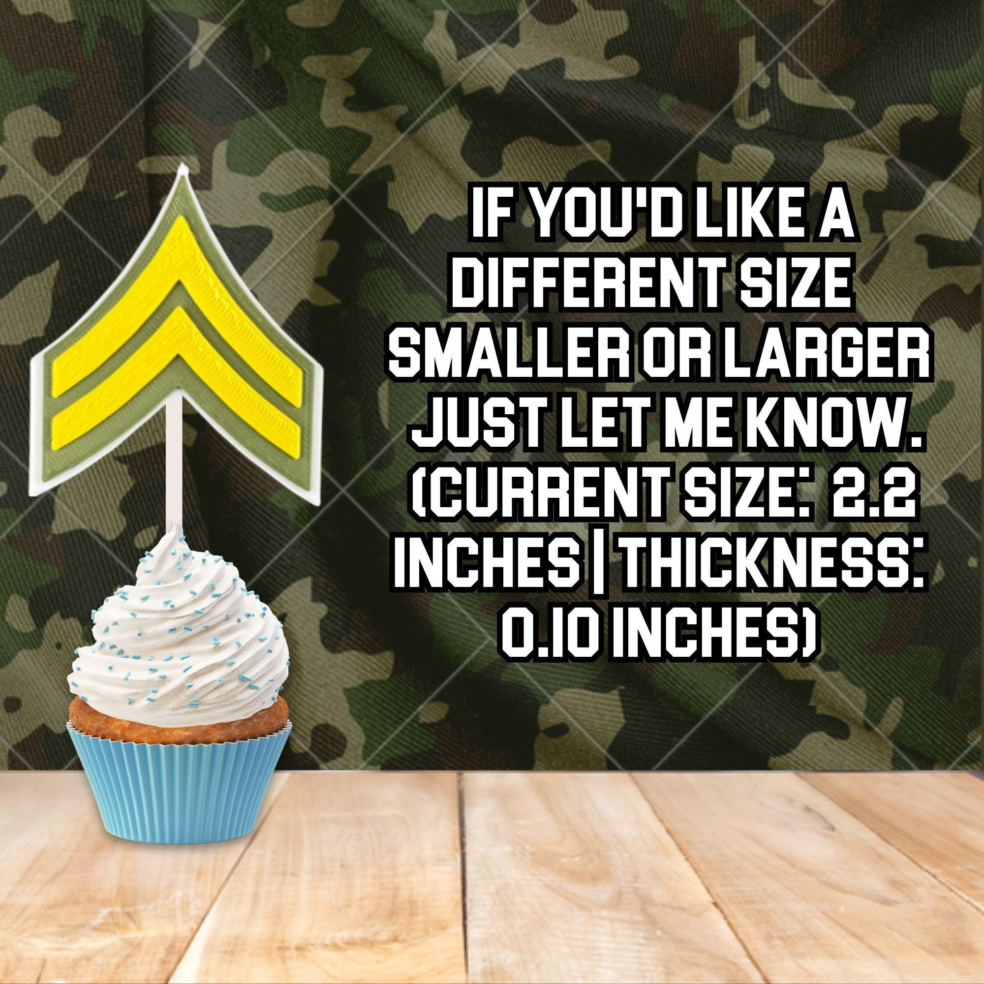 Personalized Army Corporal Cupcake Topper