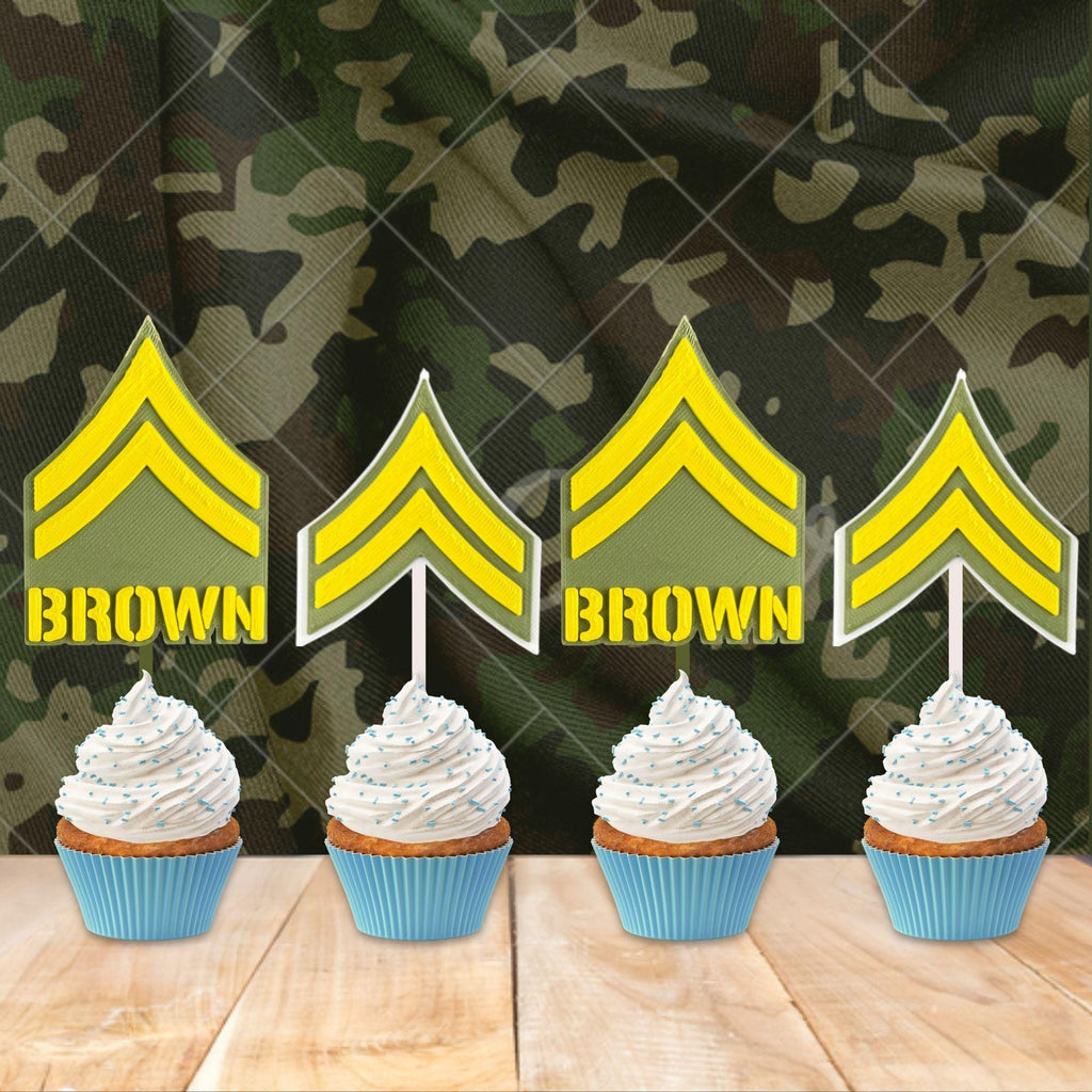 Personalized Army Corporal Cupcake Topper