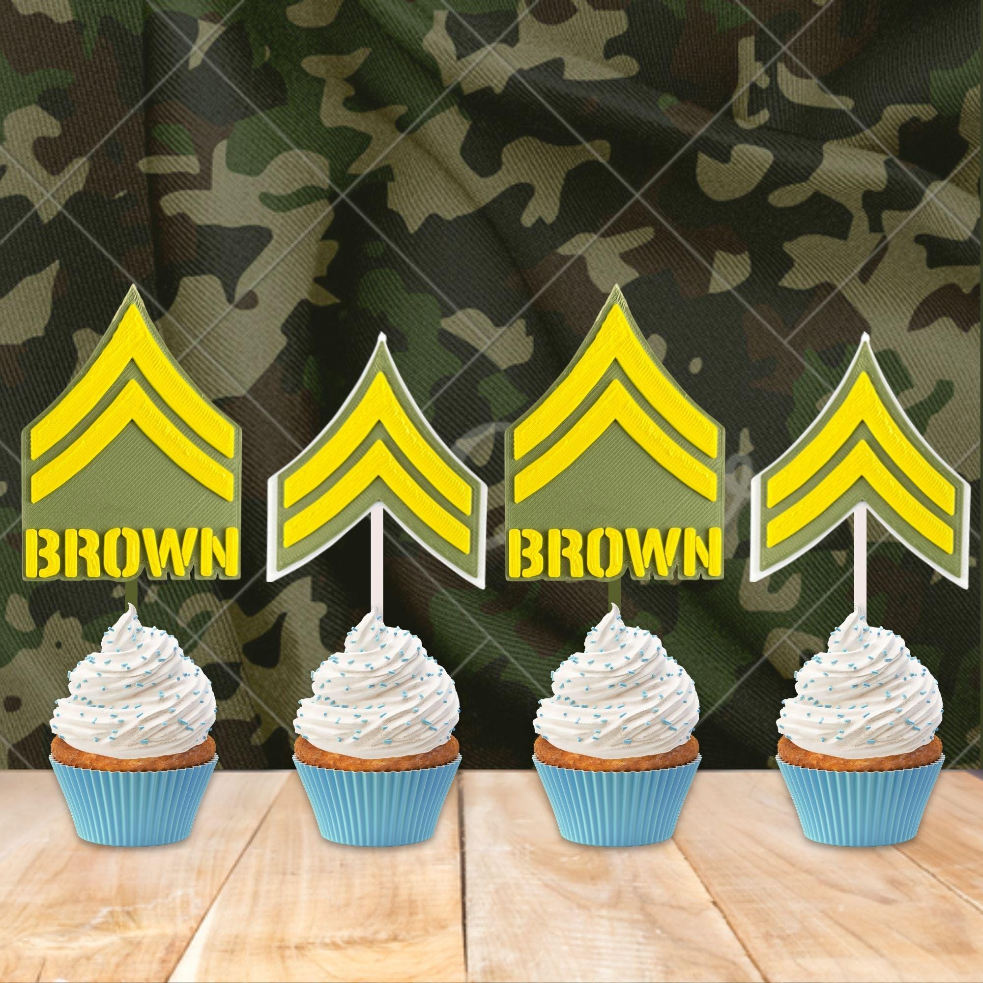 Personalized Army Corporal Cupcake Topper