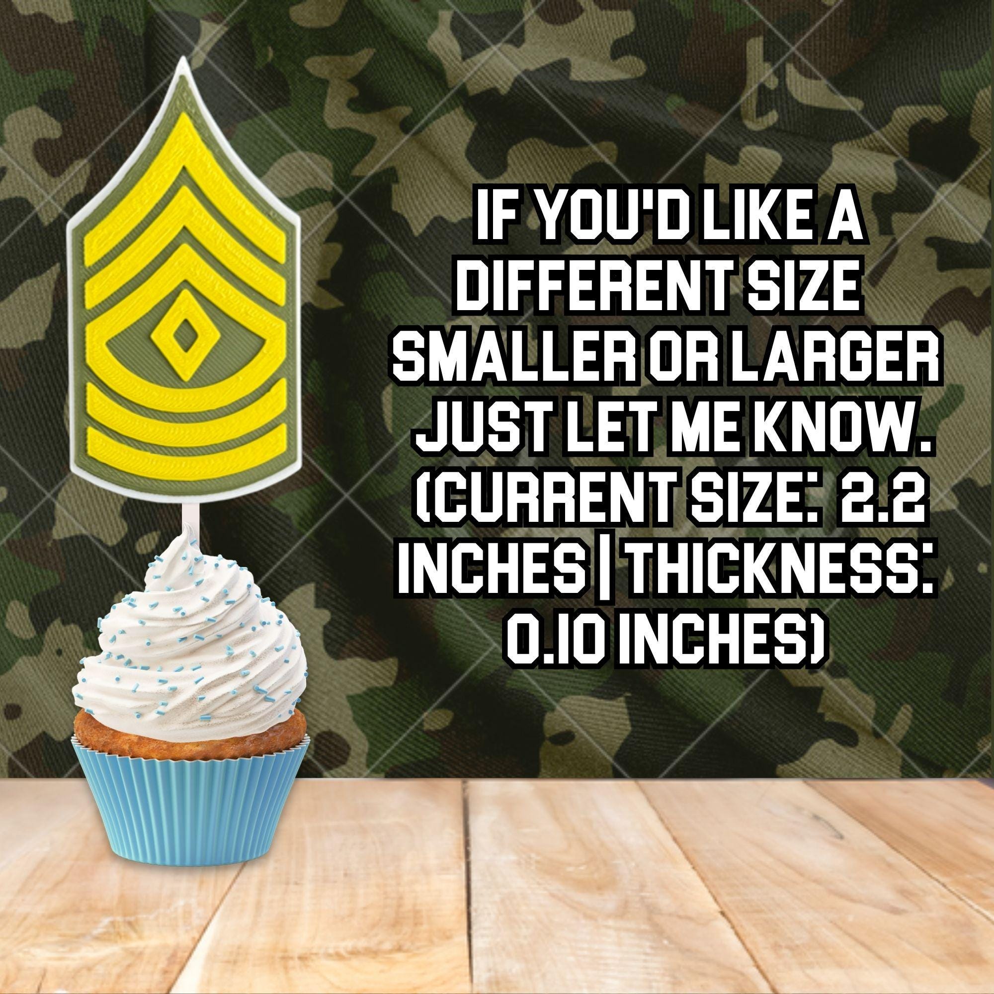 Personalized Army First Sergeant Cupcake Topper