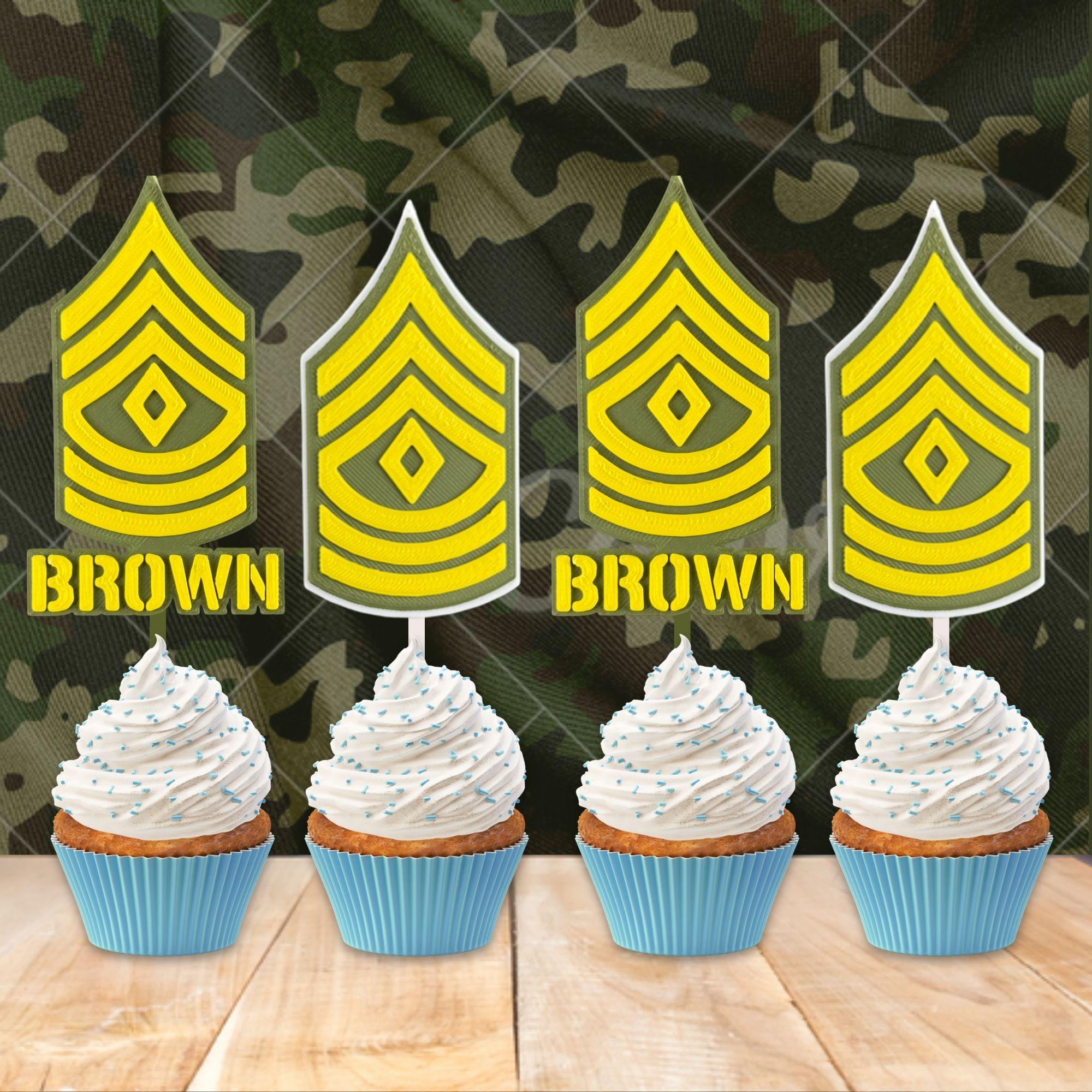 Personalized Army First Sergeant Cupcake Topper