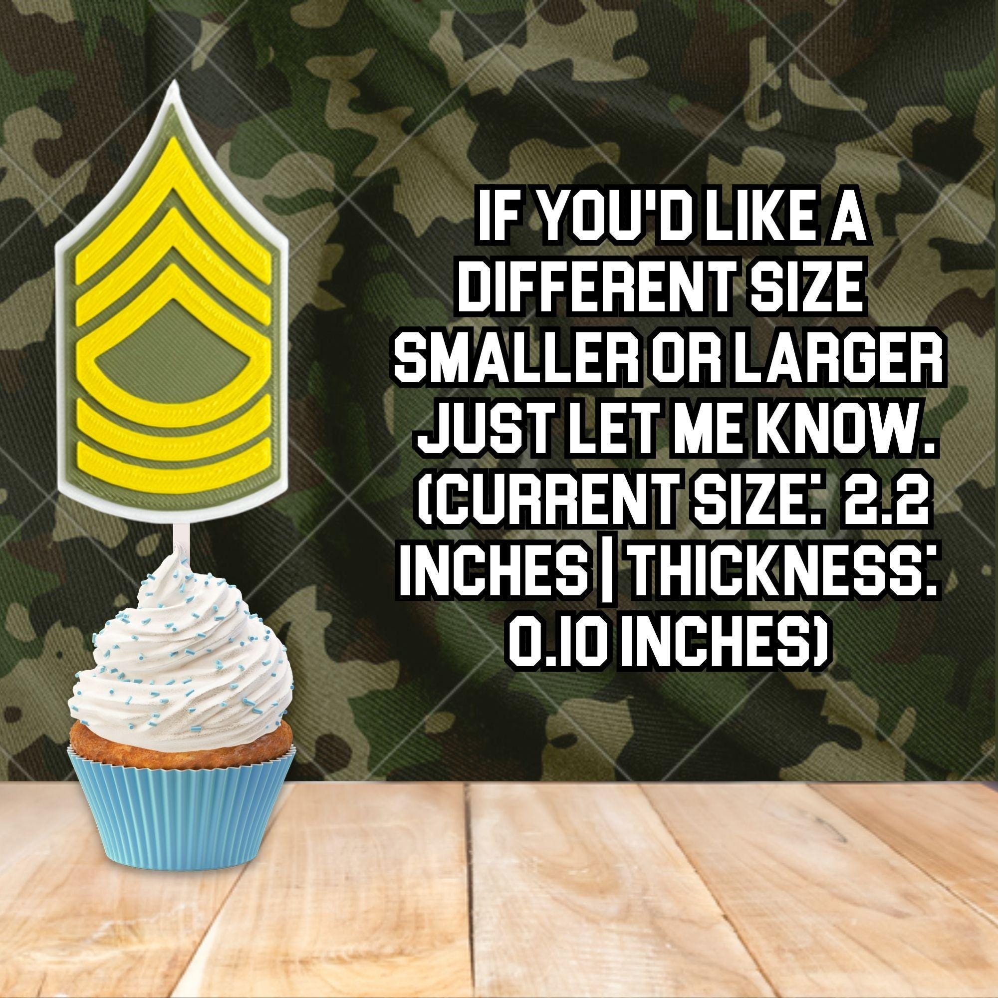 Personalized Army Master Sergeant Cupcake Topper