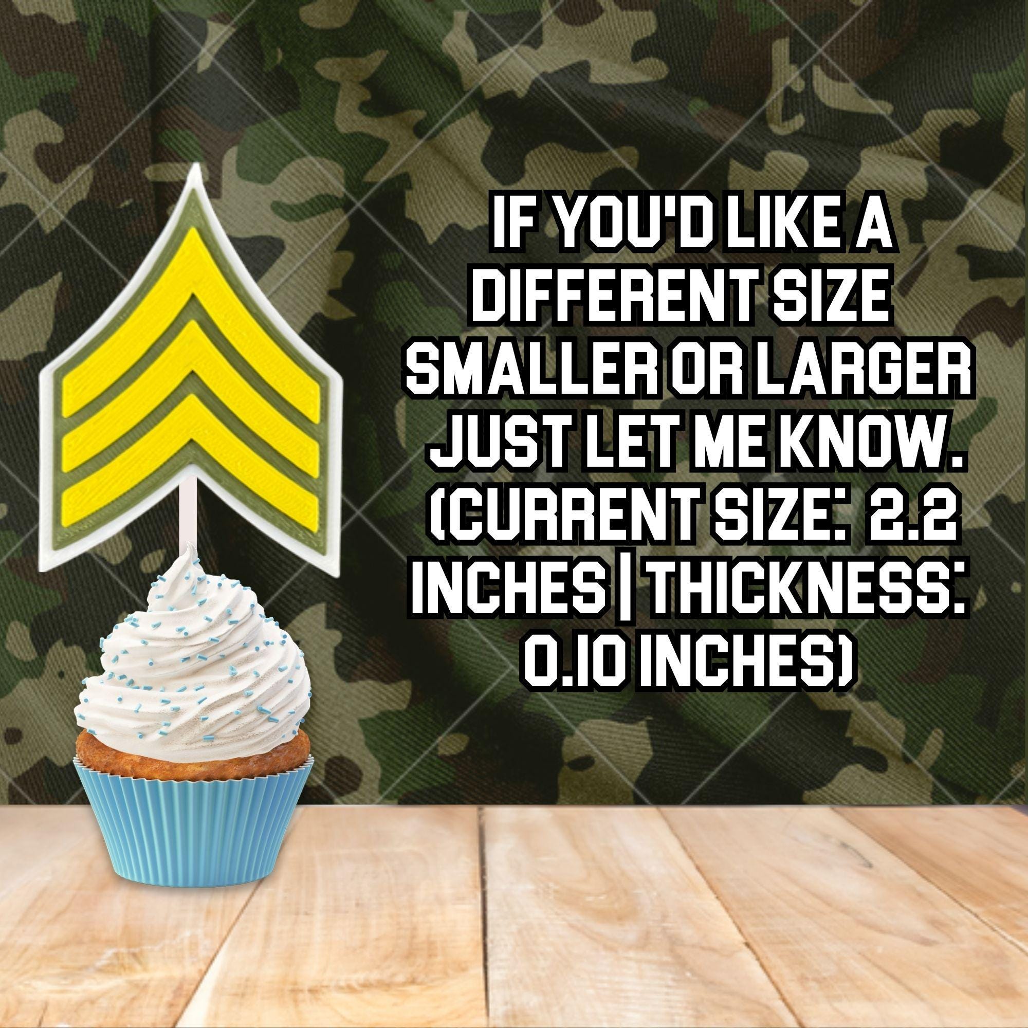 Personalized Army Sergeant Cupcake Topper