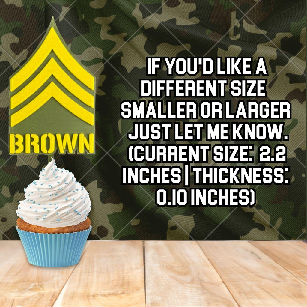 Personalized Army Sergeant Cupcake Topper