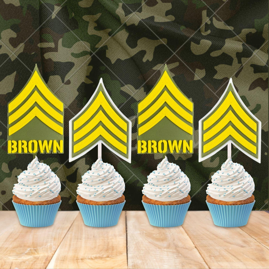 Personalized Army Sergeant Cupcake Topper