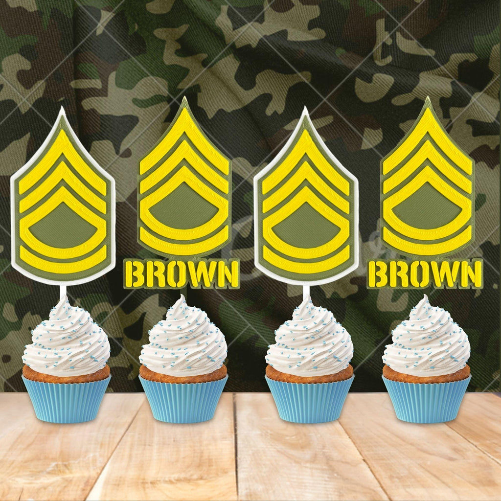 Personalized Army Sergeant First Class Cupcake Topper