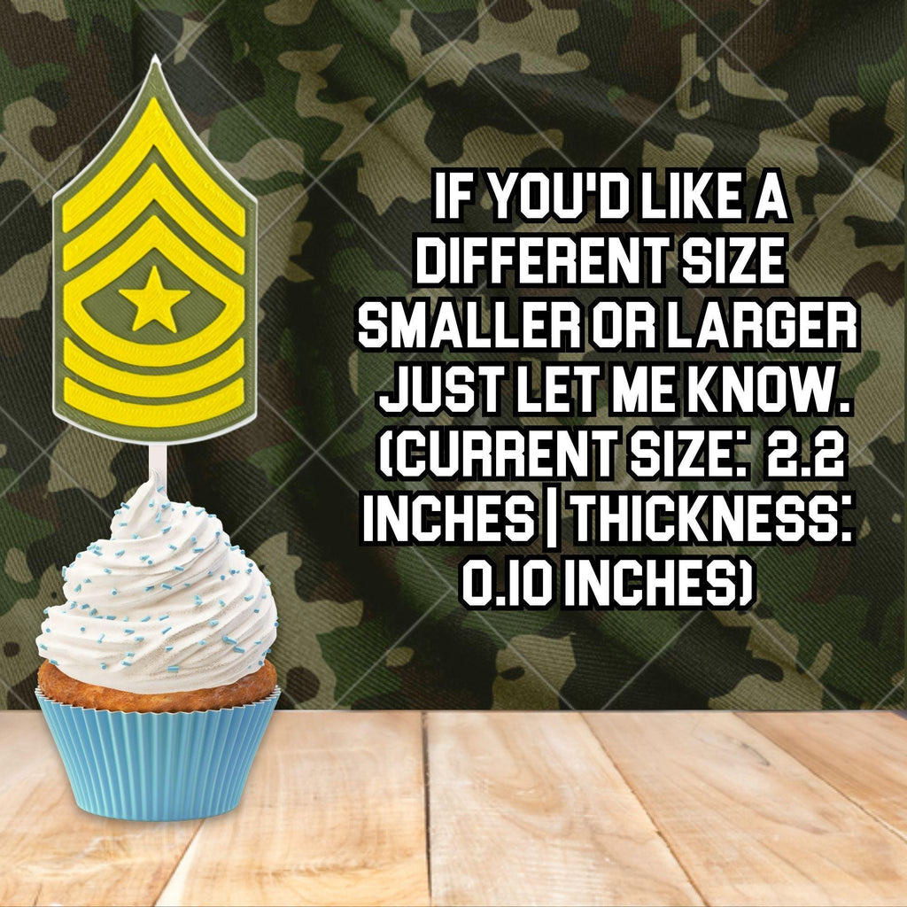 Personalized Army Sergeant Major Cupcake Topper