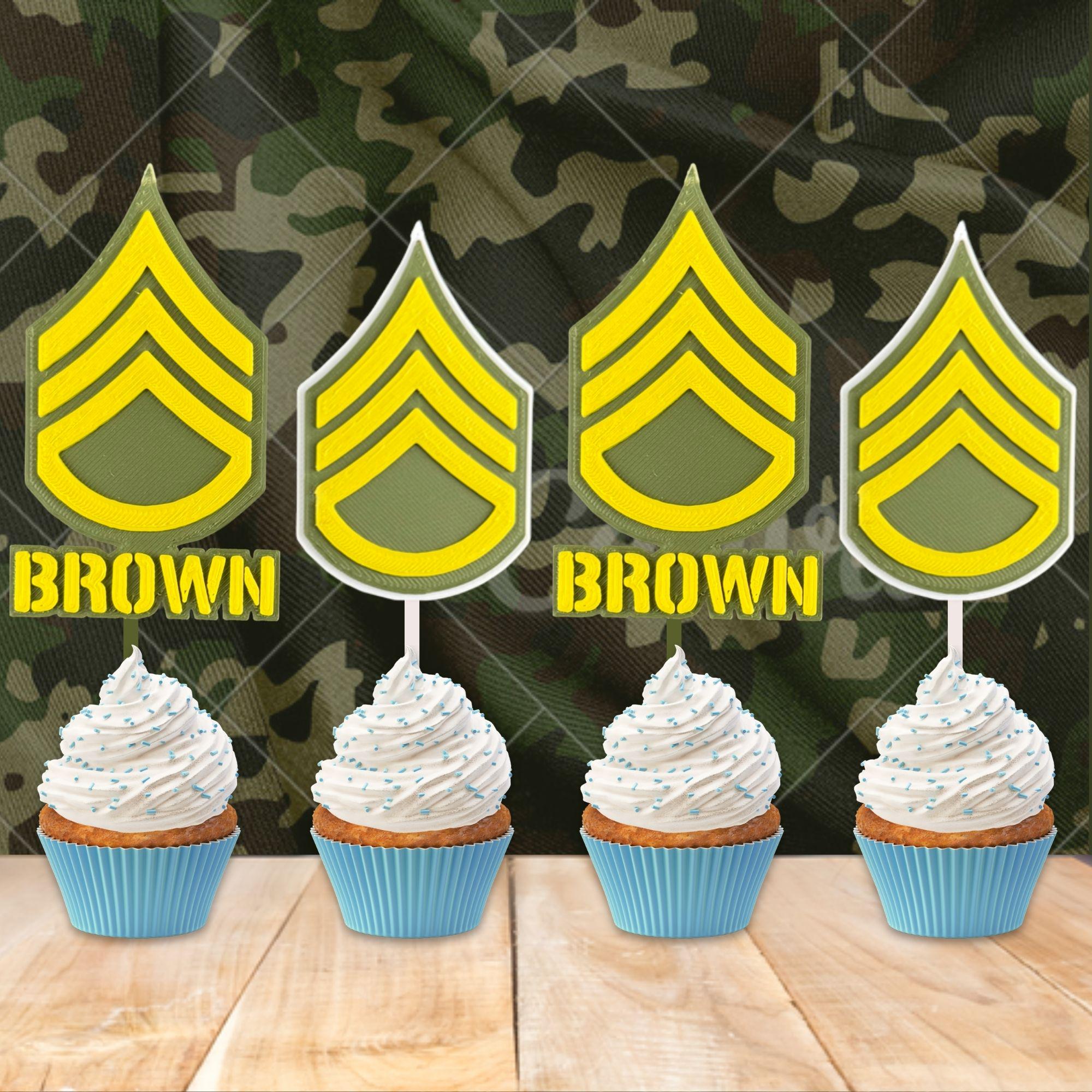 Personalized Army Staff Sergeant Cupcake Topper