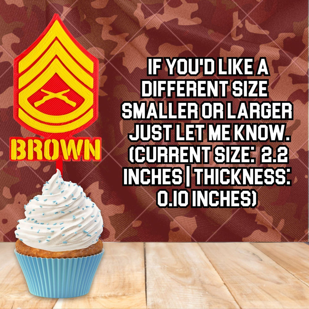 Personalized Marines Gunnery Sergeant Cupcake Topper
