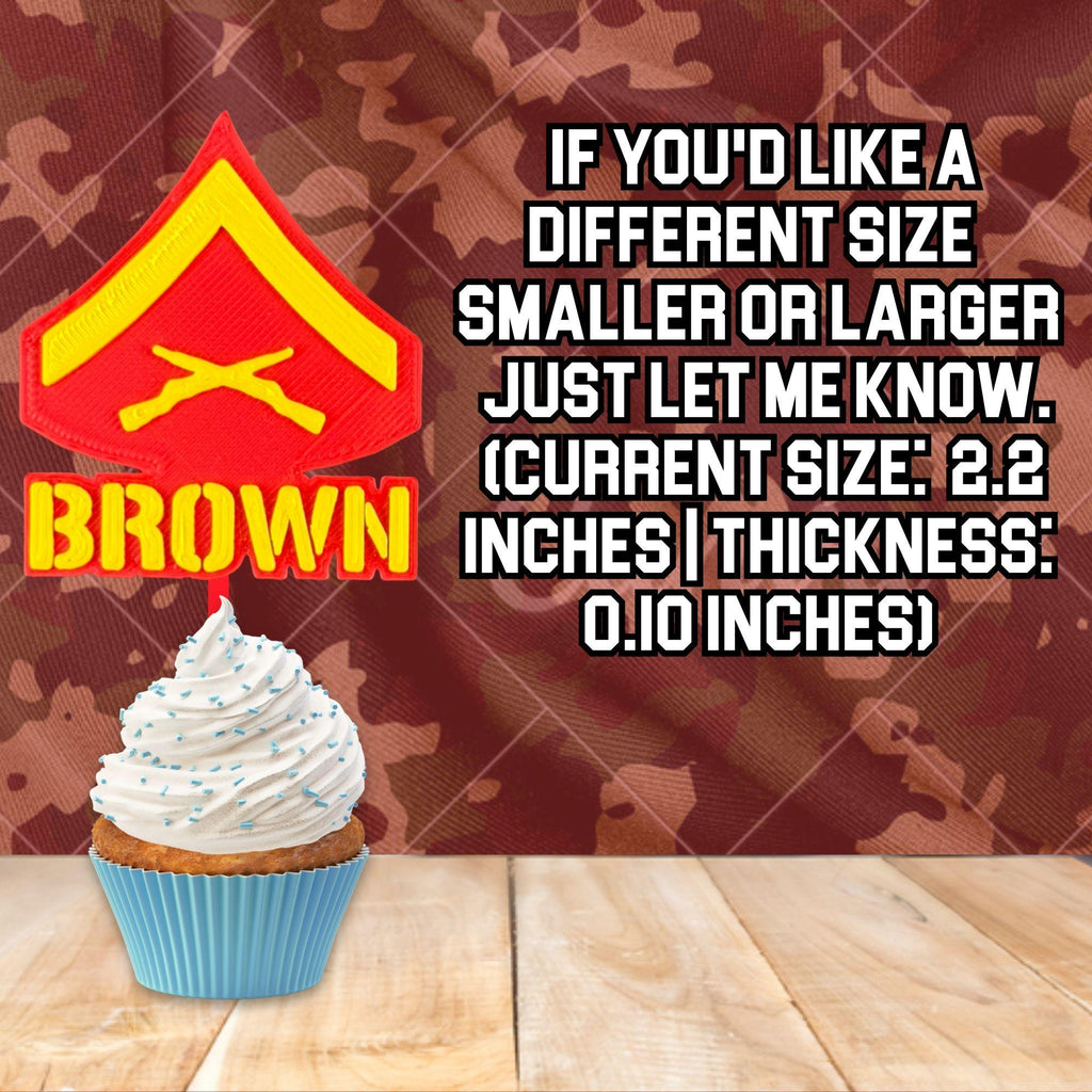 Personalized Marines Lance Corporal Cupcake Topper