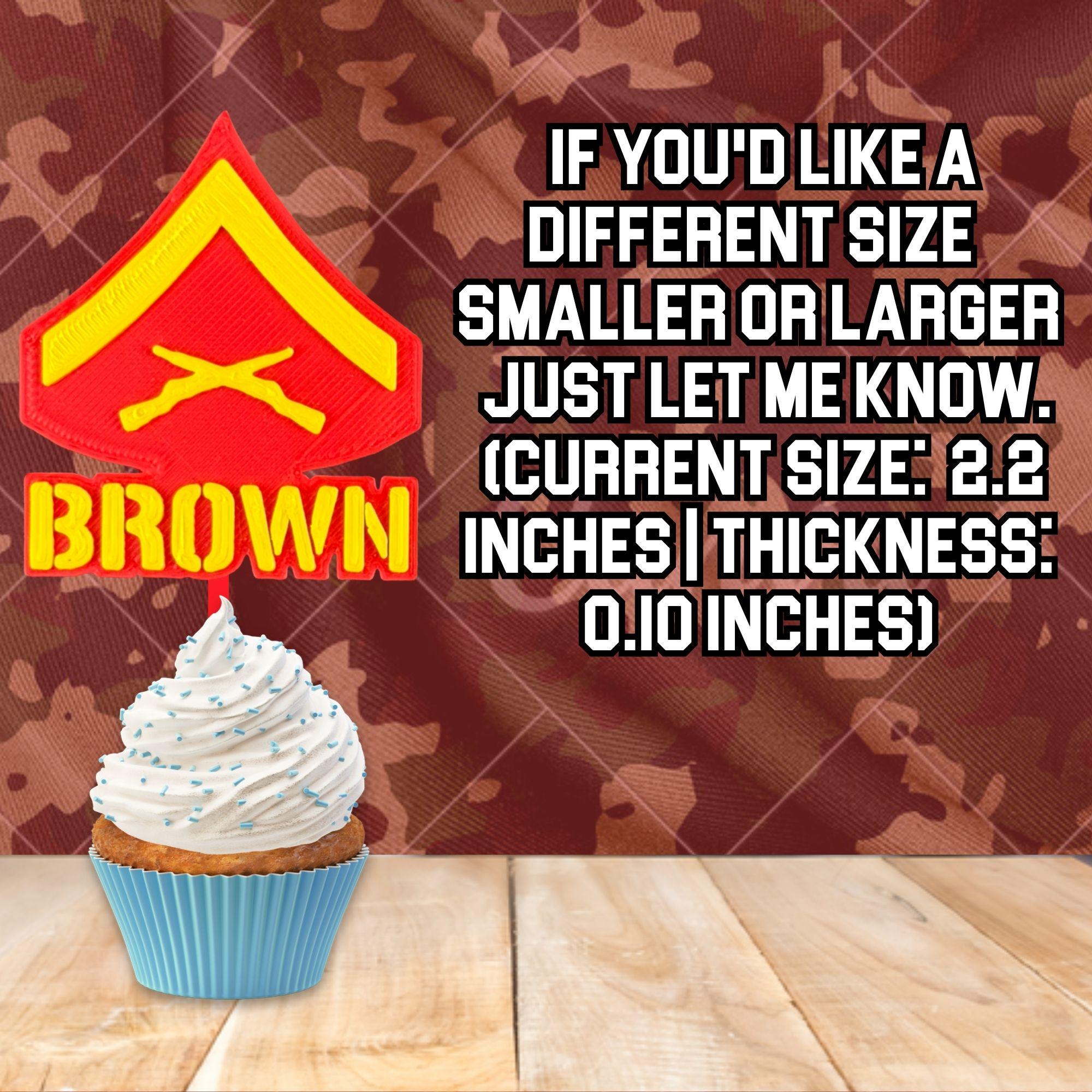 Personalized Marines Lance Corporal Cupcake Topper