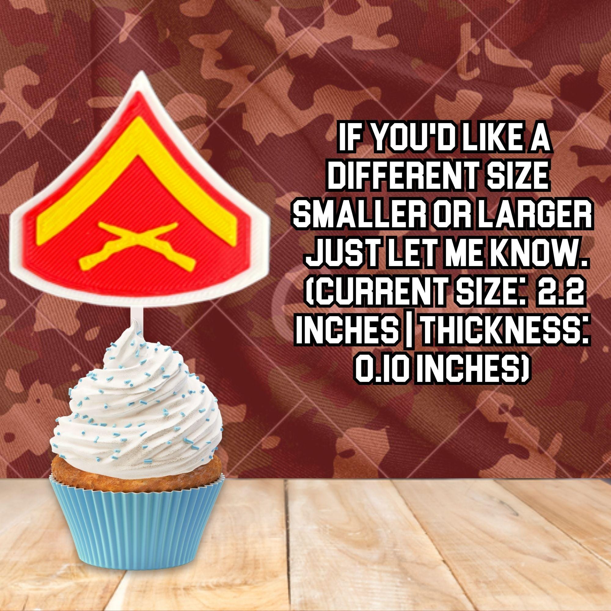 Personalized Marines Lance Corporal Cupcake Topper