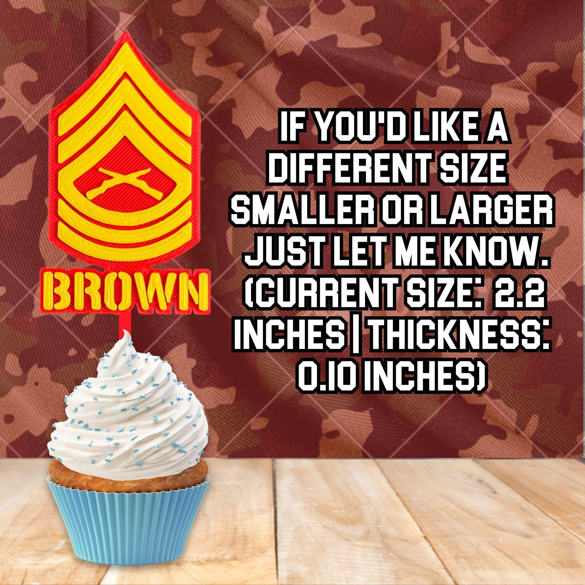 Personalized Marines Master Sergeant Cupcake Topper