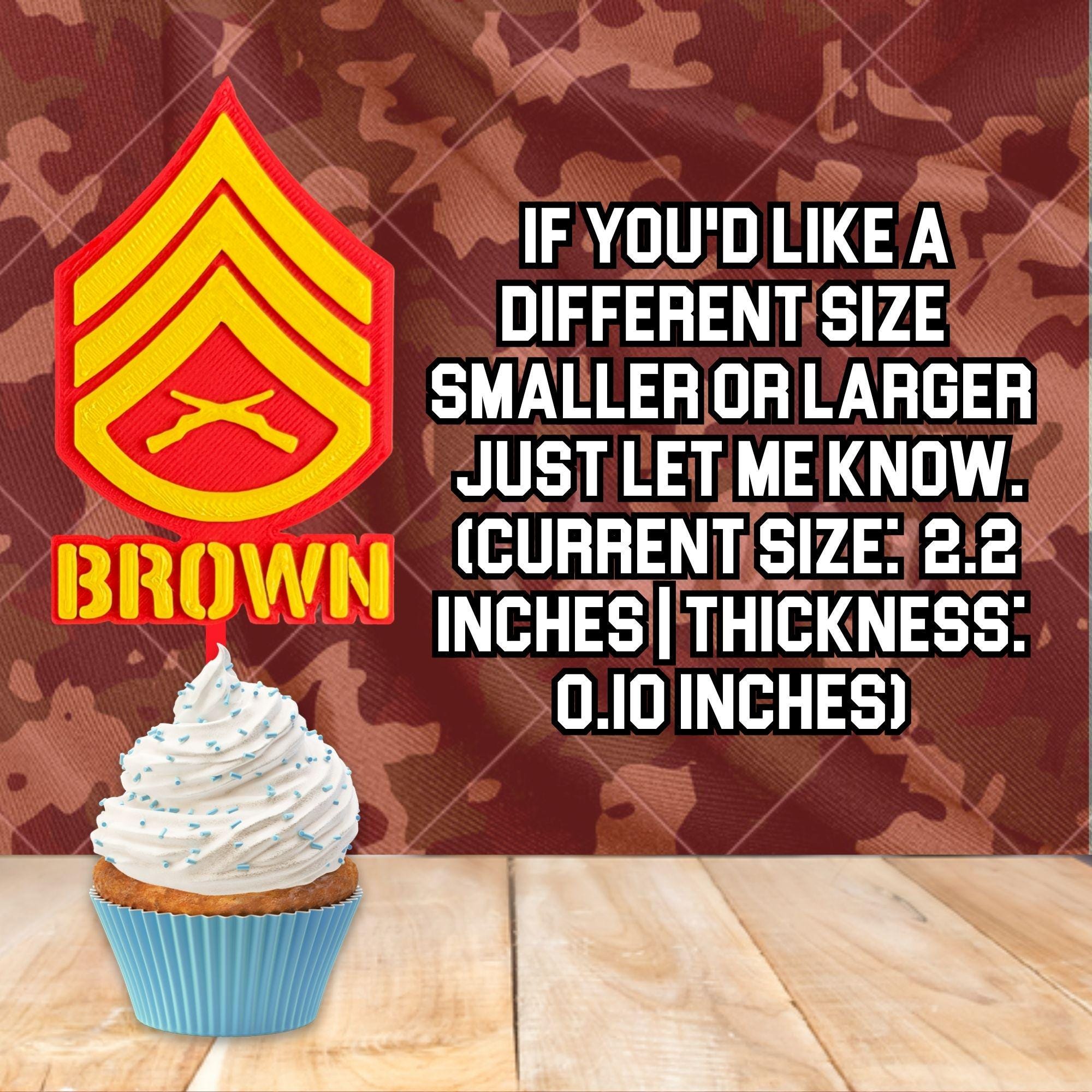 Personalized Marines Staff Sergeant Cupcake Topper