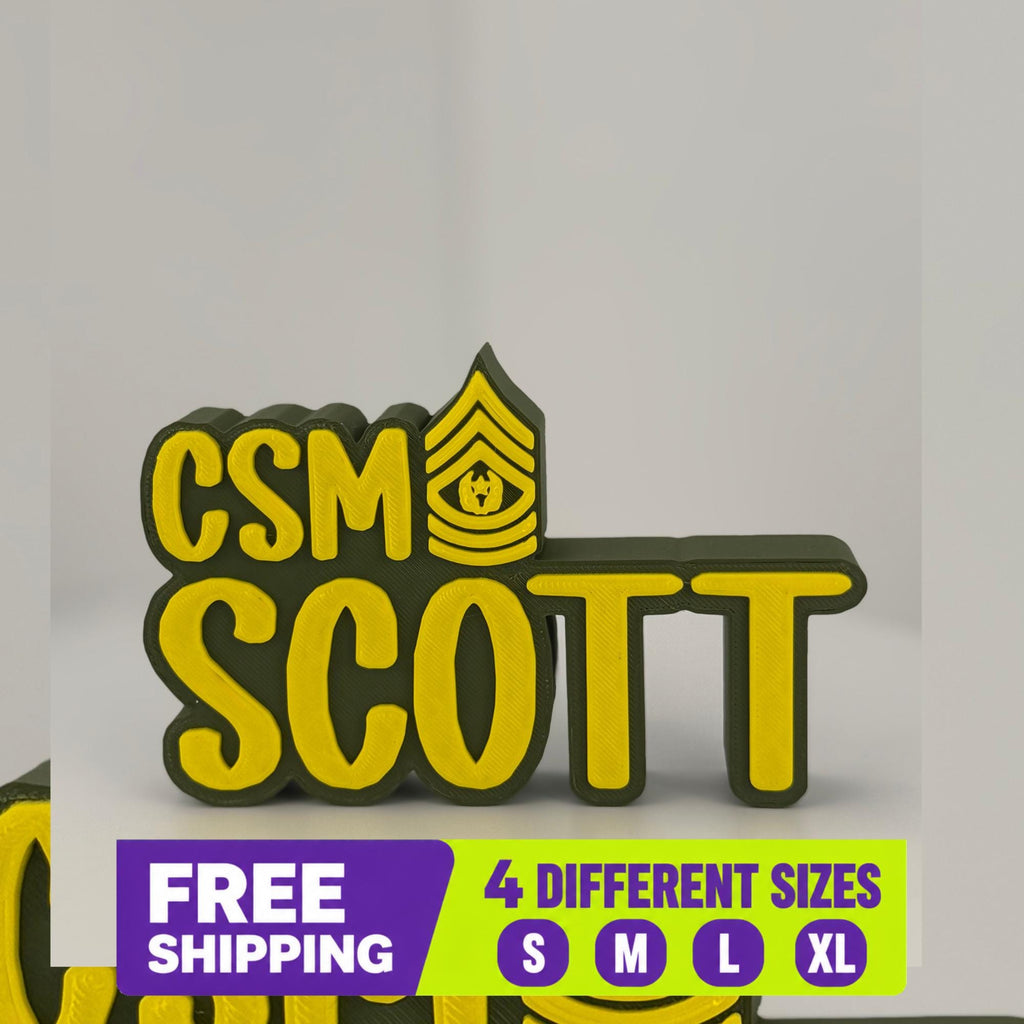 Personalized Army Command Sergeant Major Desk Name Plate
