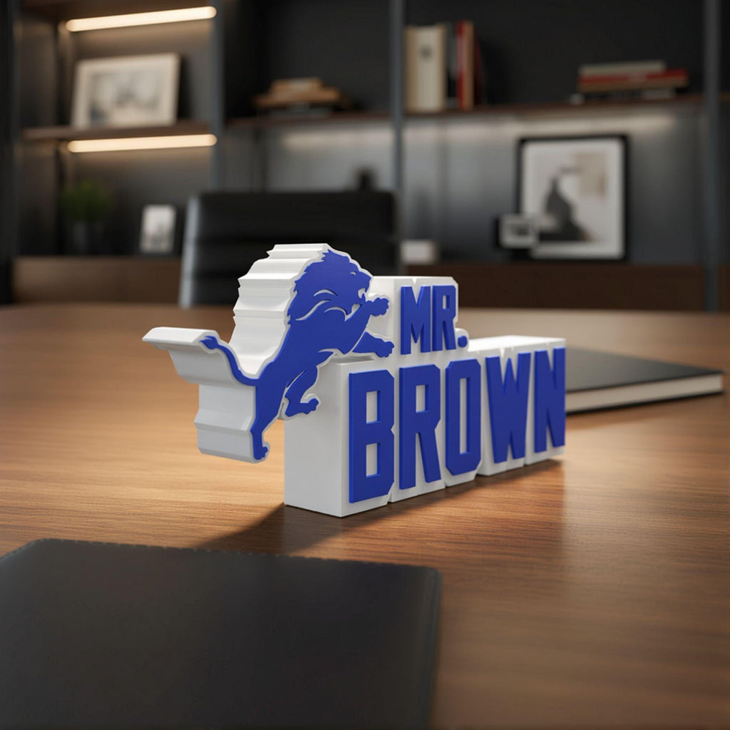Personalized Detroit Lions Football Desk Name Plate