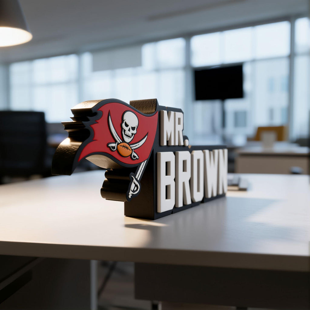 Personalized Tampa Bay Buccaneers Football Desk Name Plate