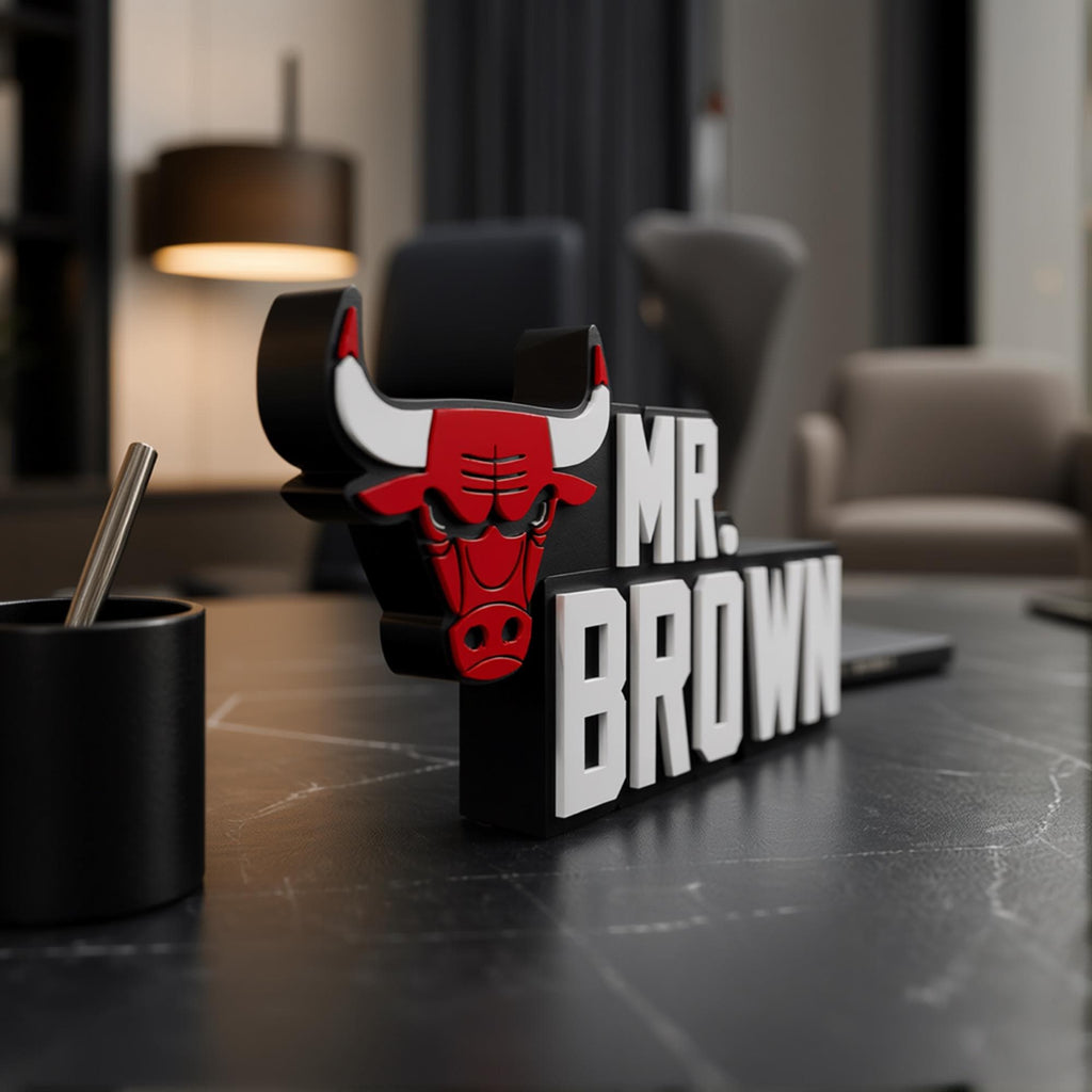 Personalized Chicago Bulls Basketball Desk Name Plate
