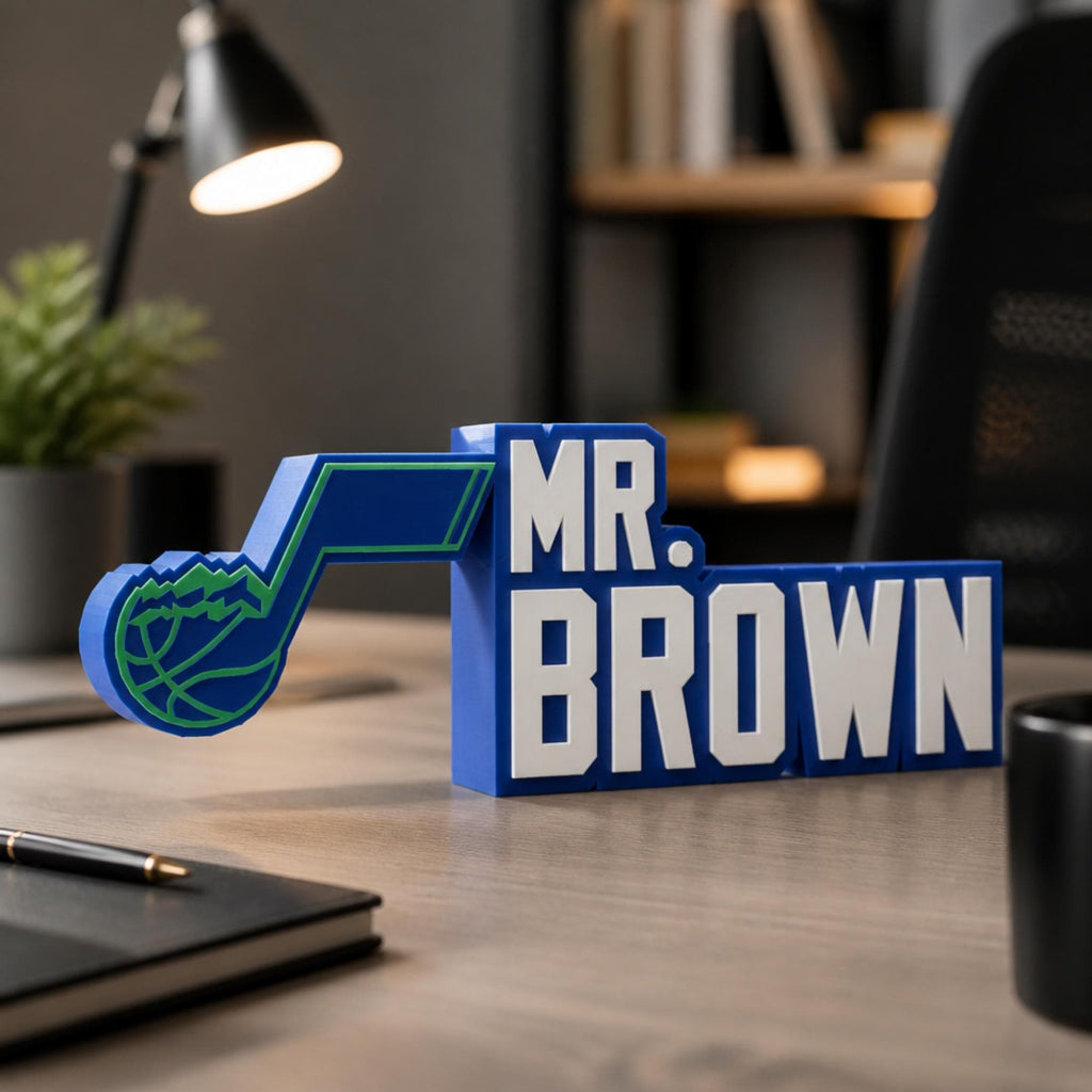 Personalized Utah Jazz Basketball Desk Name Plate