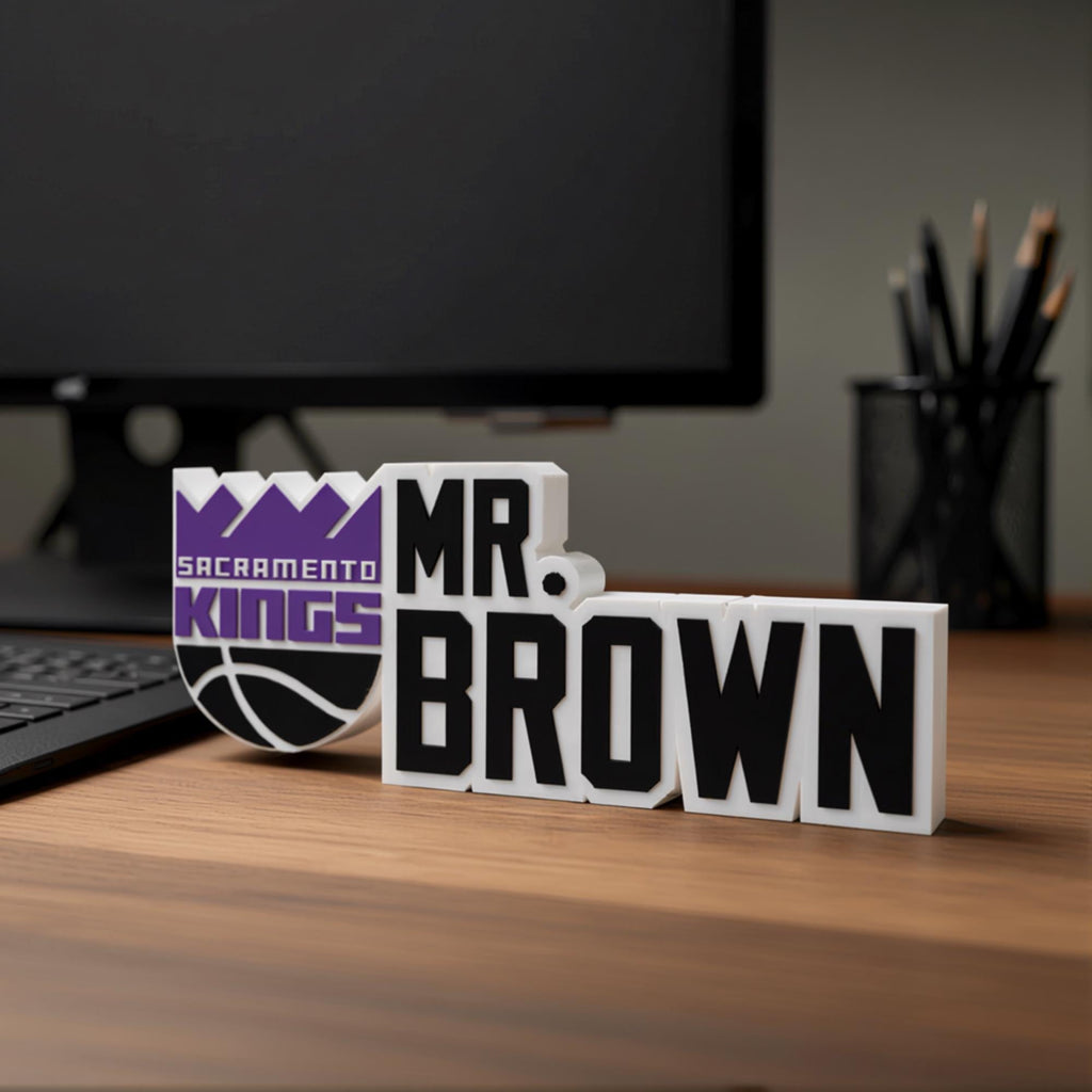 Personalized Sacramento Kings Basketball Desk Name Plate